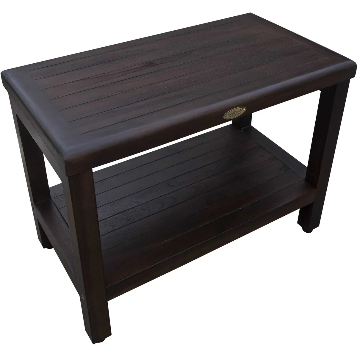 HomeRoots Compact Rectangular Teak Shower / Outdoor Bench in Brown Finish