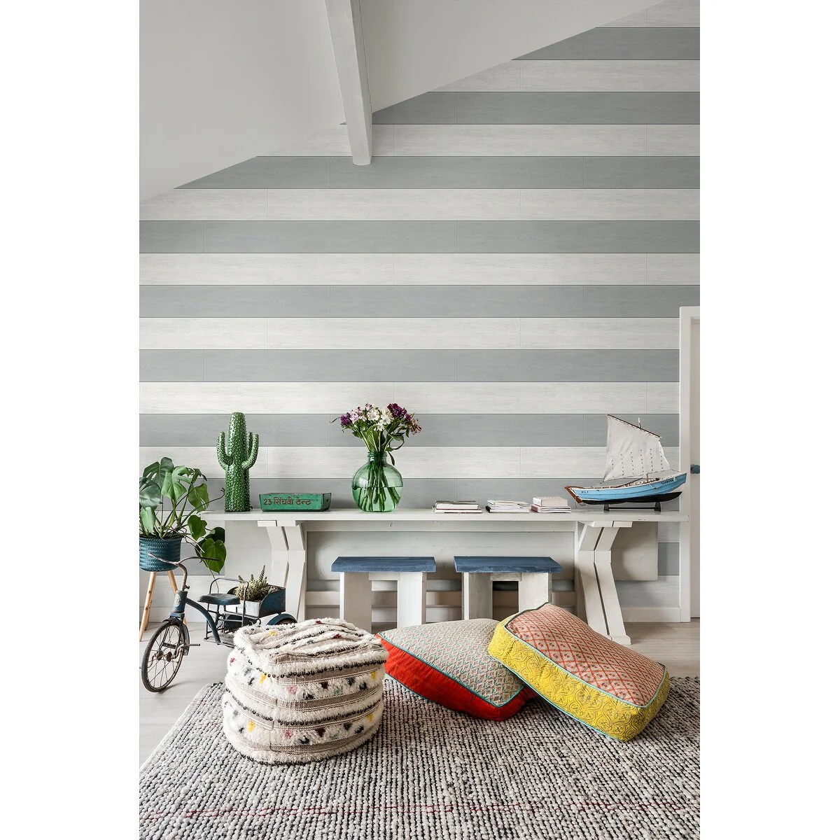 NextWall Two Toned Shiplap Peel and Stick Wallpaper