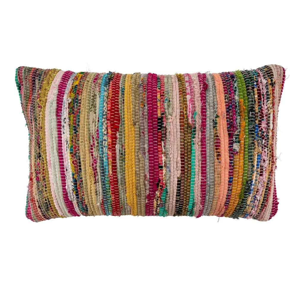 Chindi Throw Pillow With Multi-Colored Design