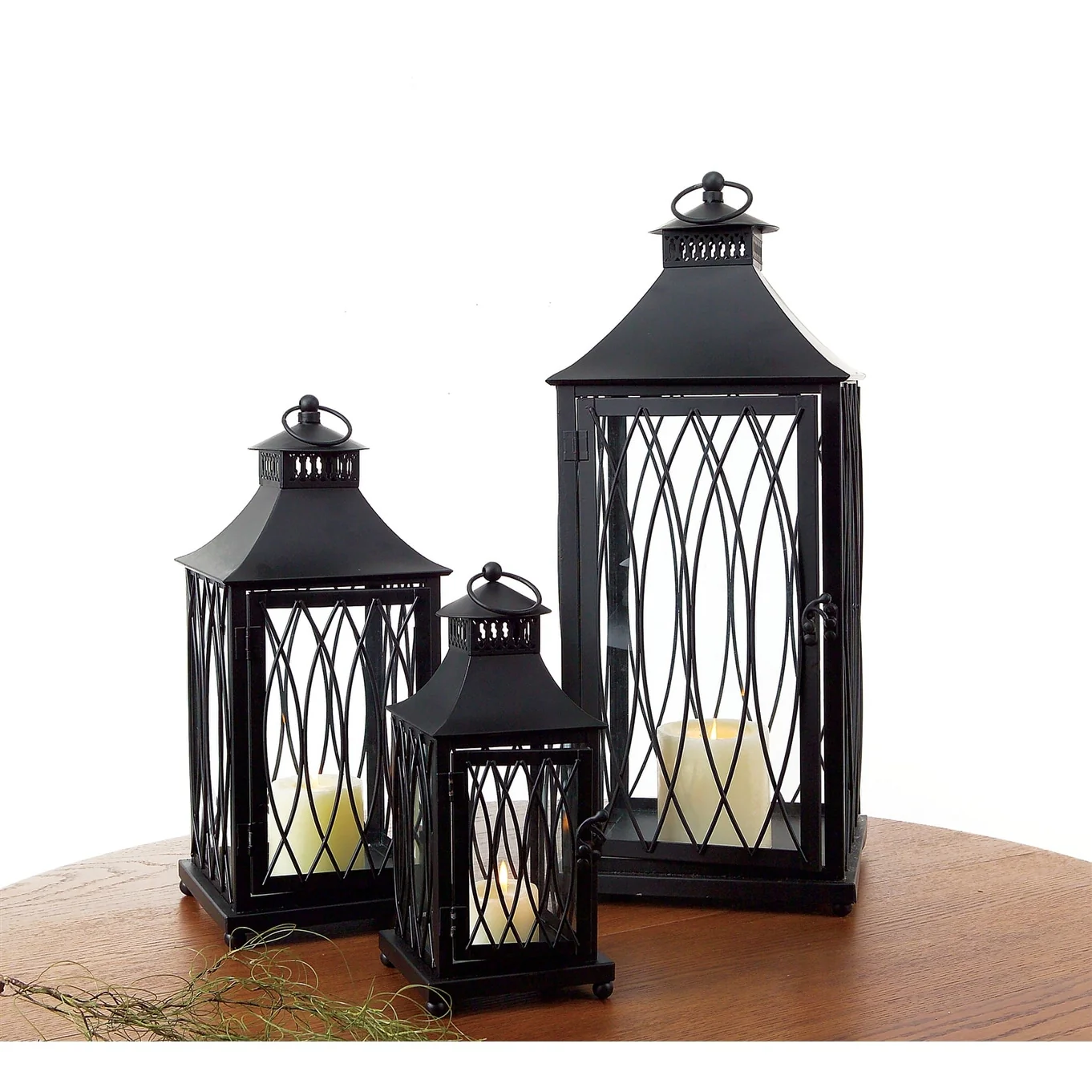 Metal Lantern (Set of 3) - 9.38 x 9.38 x 23; 7 x 7 x 16; 5 x 5 x 11