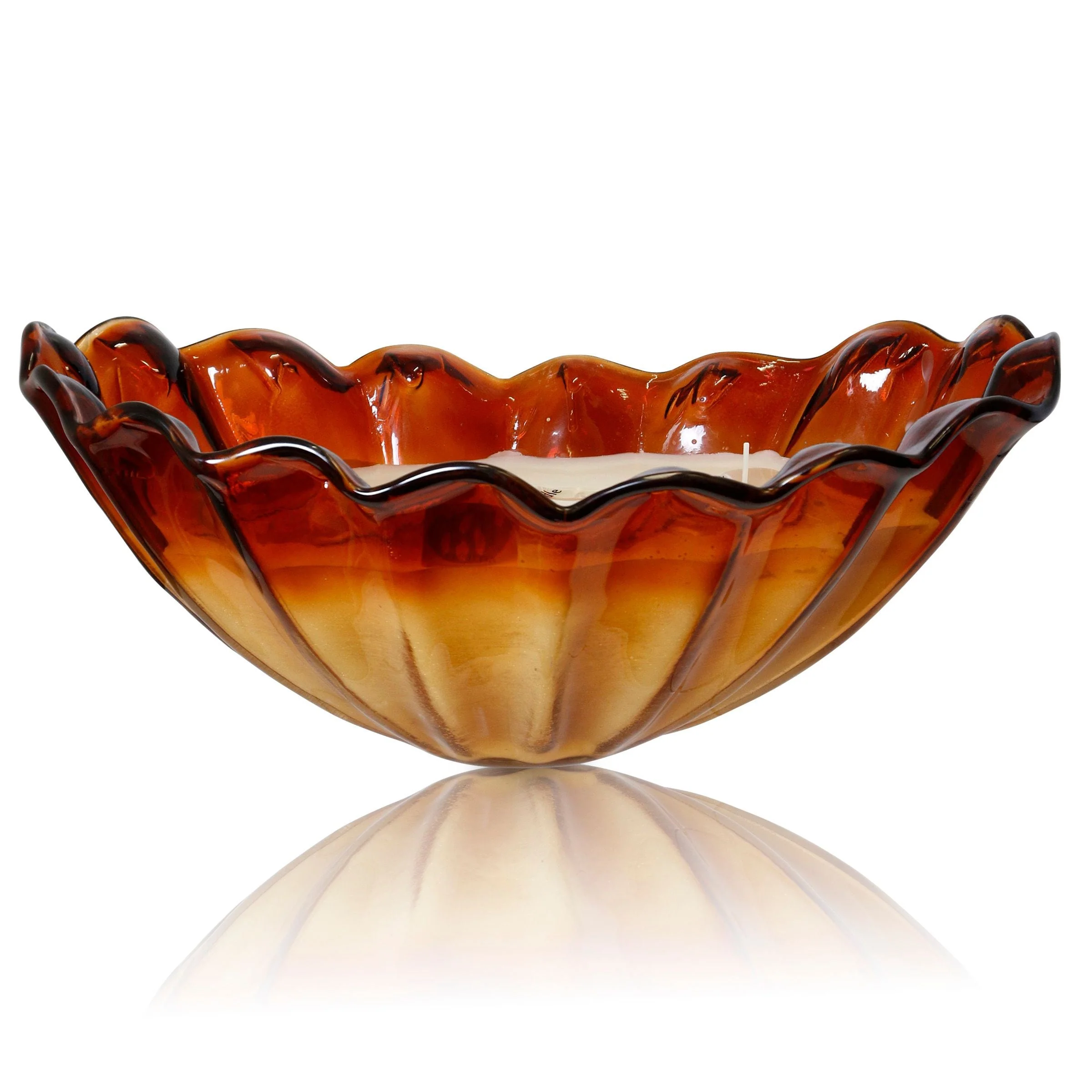 StyleCraft Kenya Barca Candle - Two Tone Art Glass Barca Centerpiece With Wax