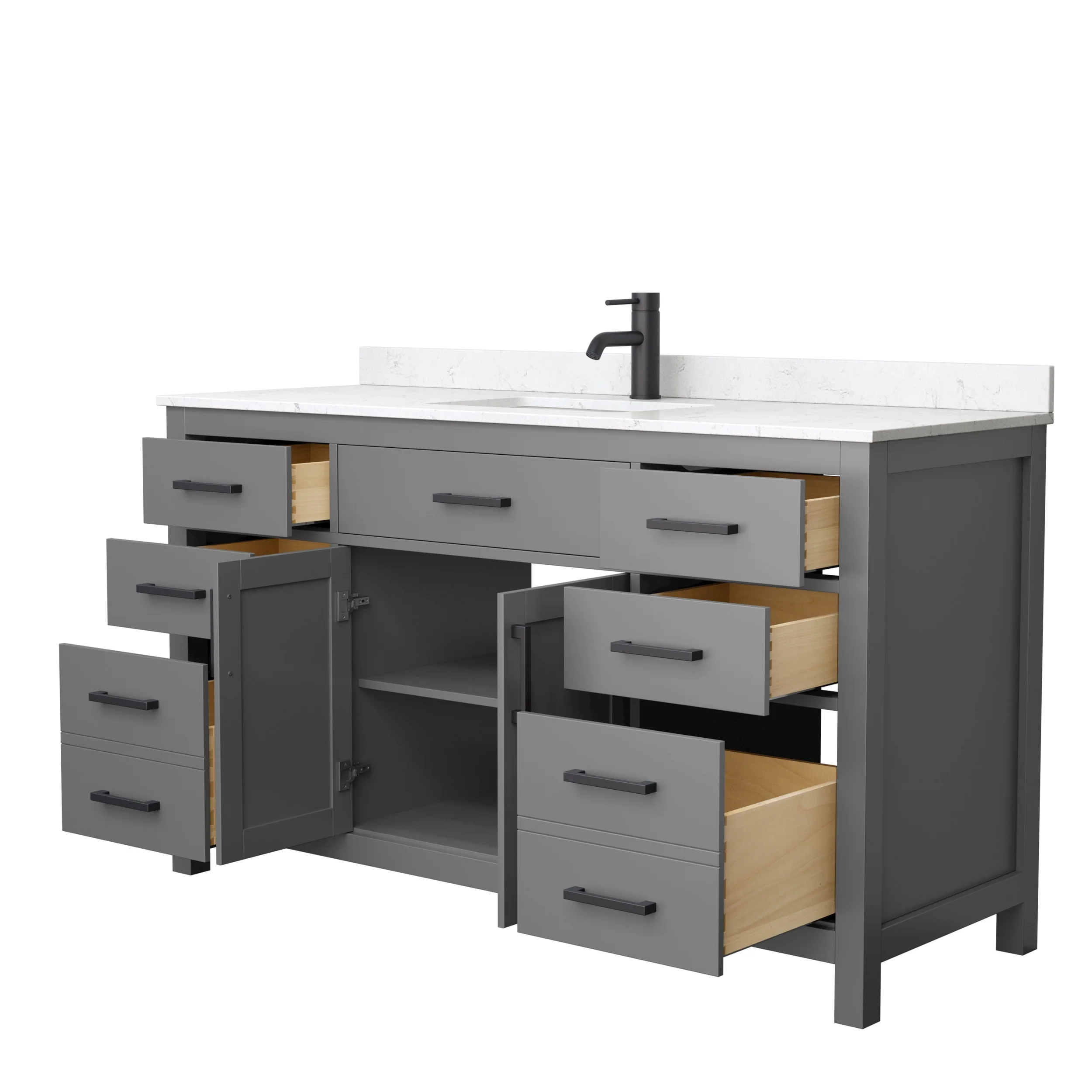 Beckett 60 Inch Single Vanity, Cultured Marble Top