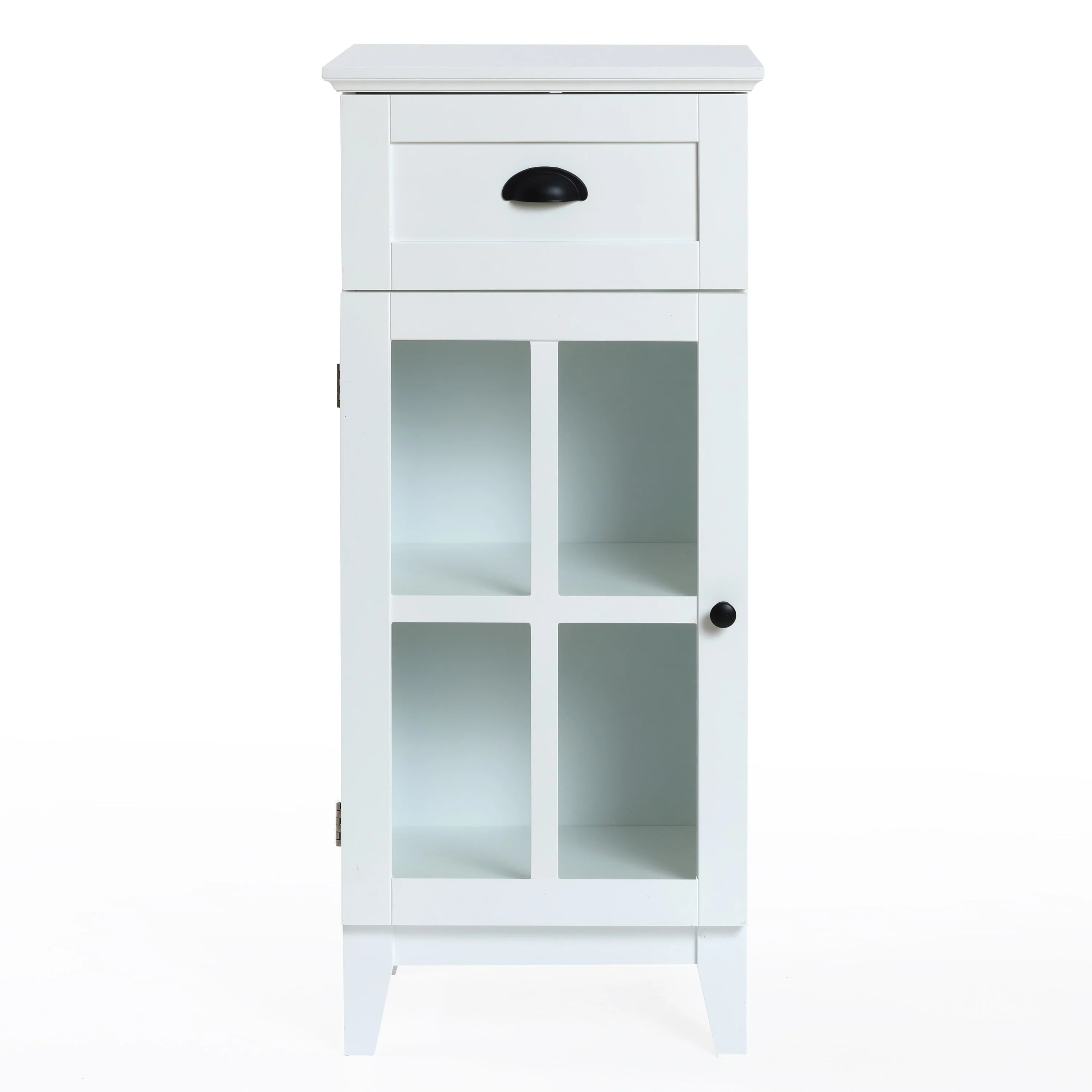 White MDF Wood Slim Bathroom Storage Cabinet and End Table - 37