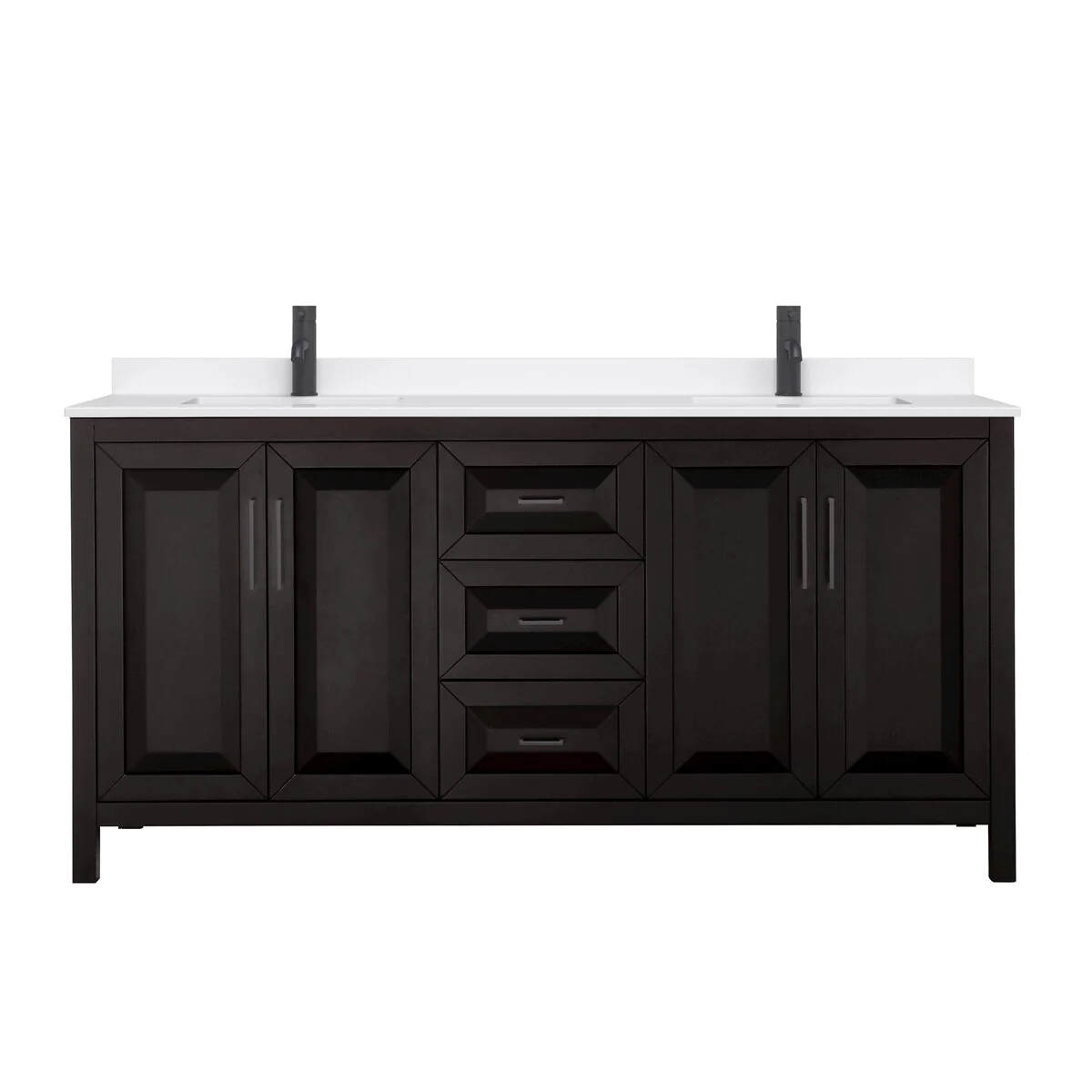 Daria 72-inch Double Vanity, Single Hole Quartz Top