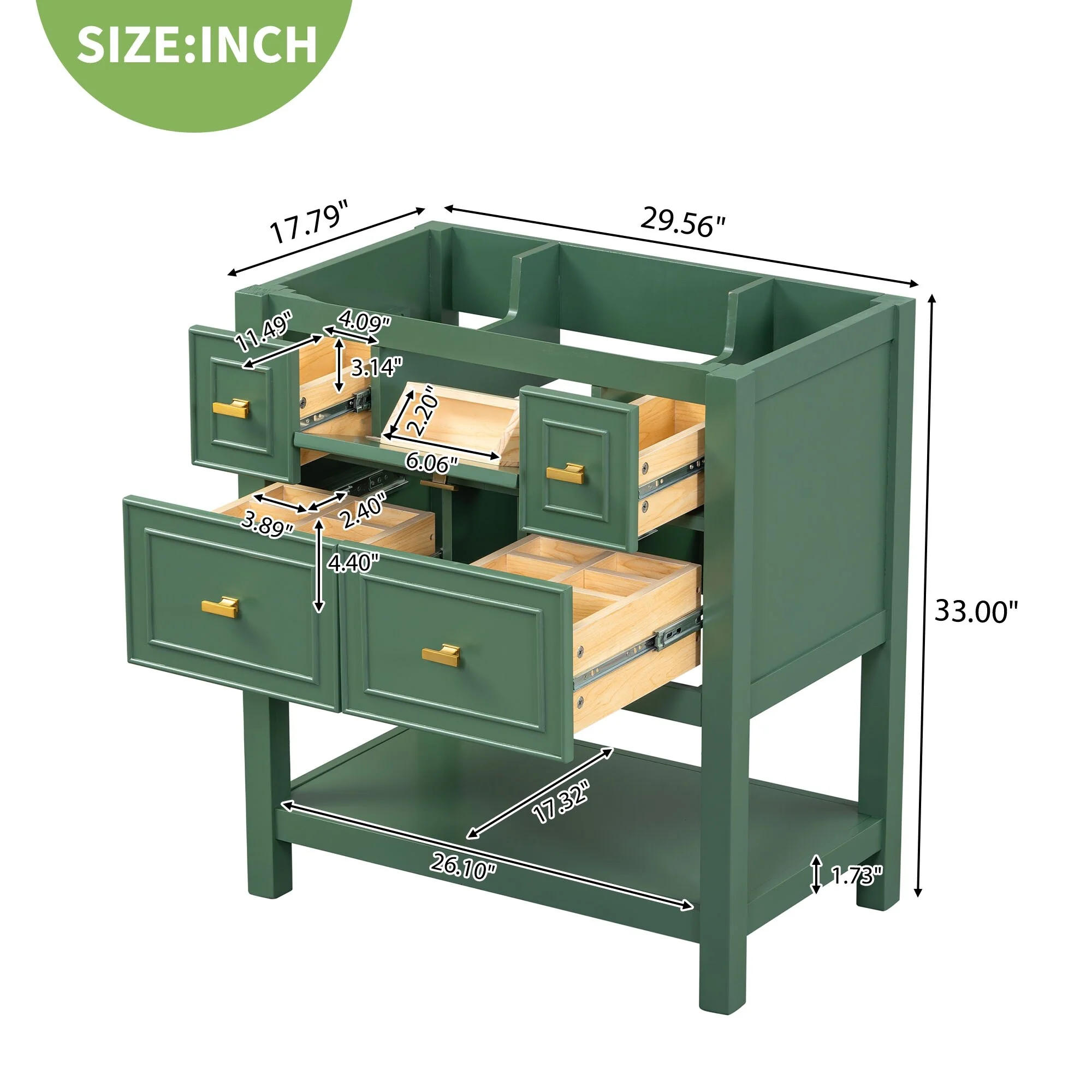 Free Standing Single Bathroom Vanity with 5 Drawers Bathroom Storage Cabinet