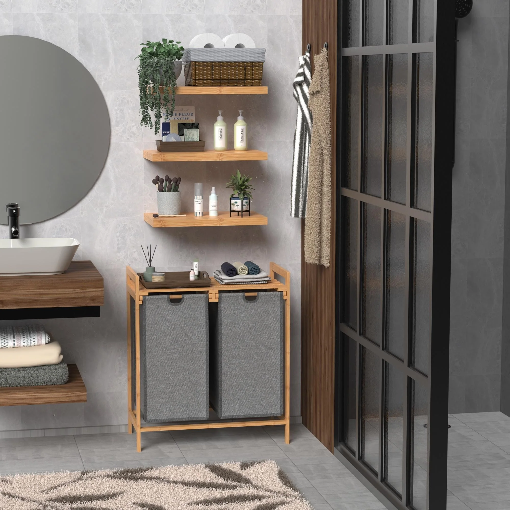 ClosetMaid Fabric & Bamboo Sliding Laundry Basket Hamper