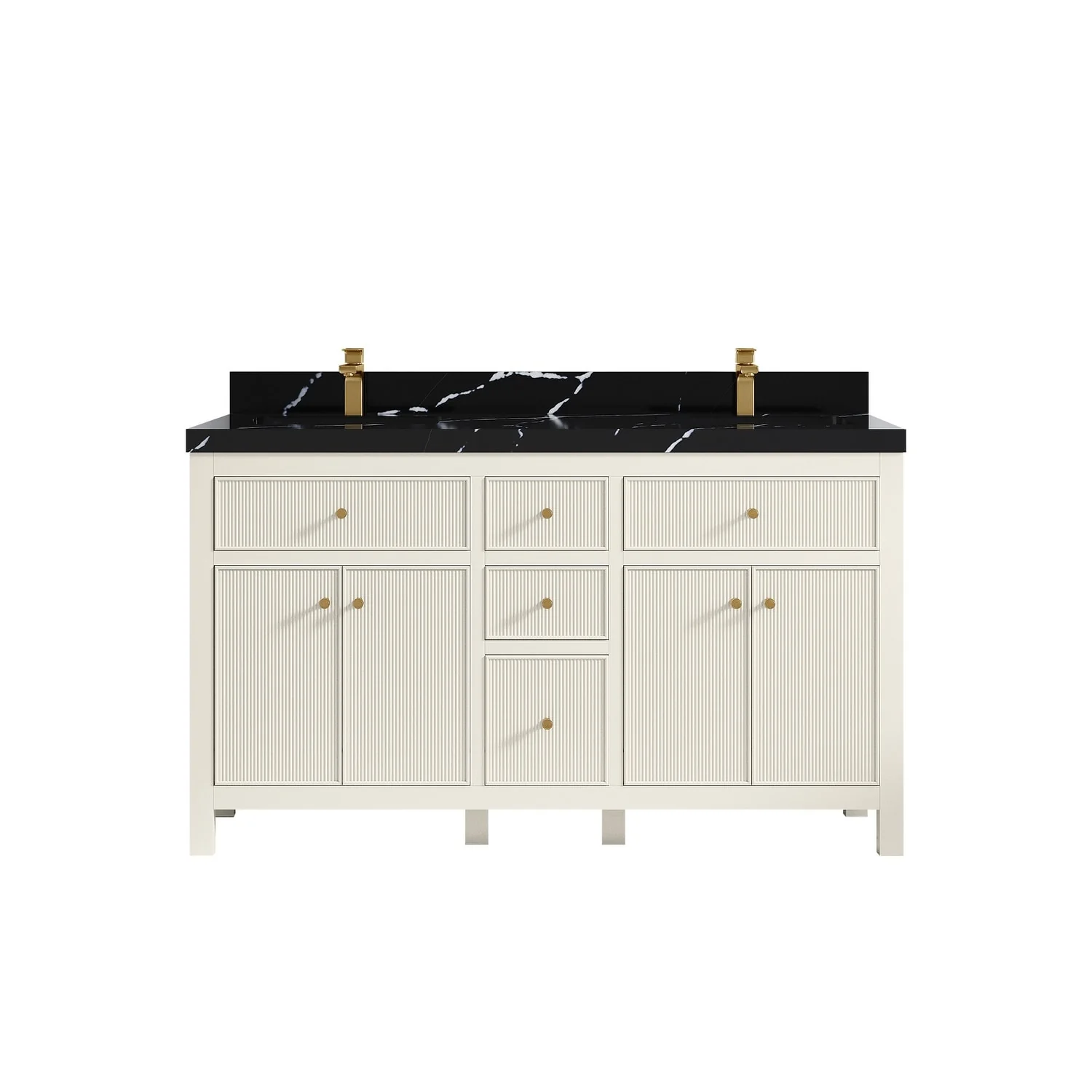 Willow Collections 60 in. W x 22 in D. Sonoma Free Standing Reeded Double Sink Bathroom Vanity with Countertop