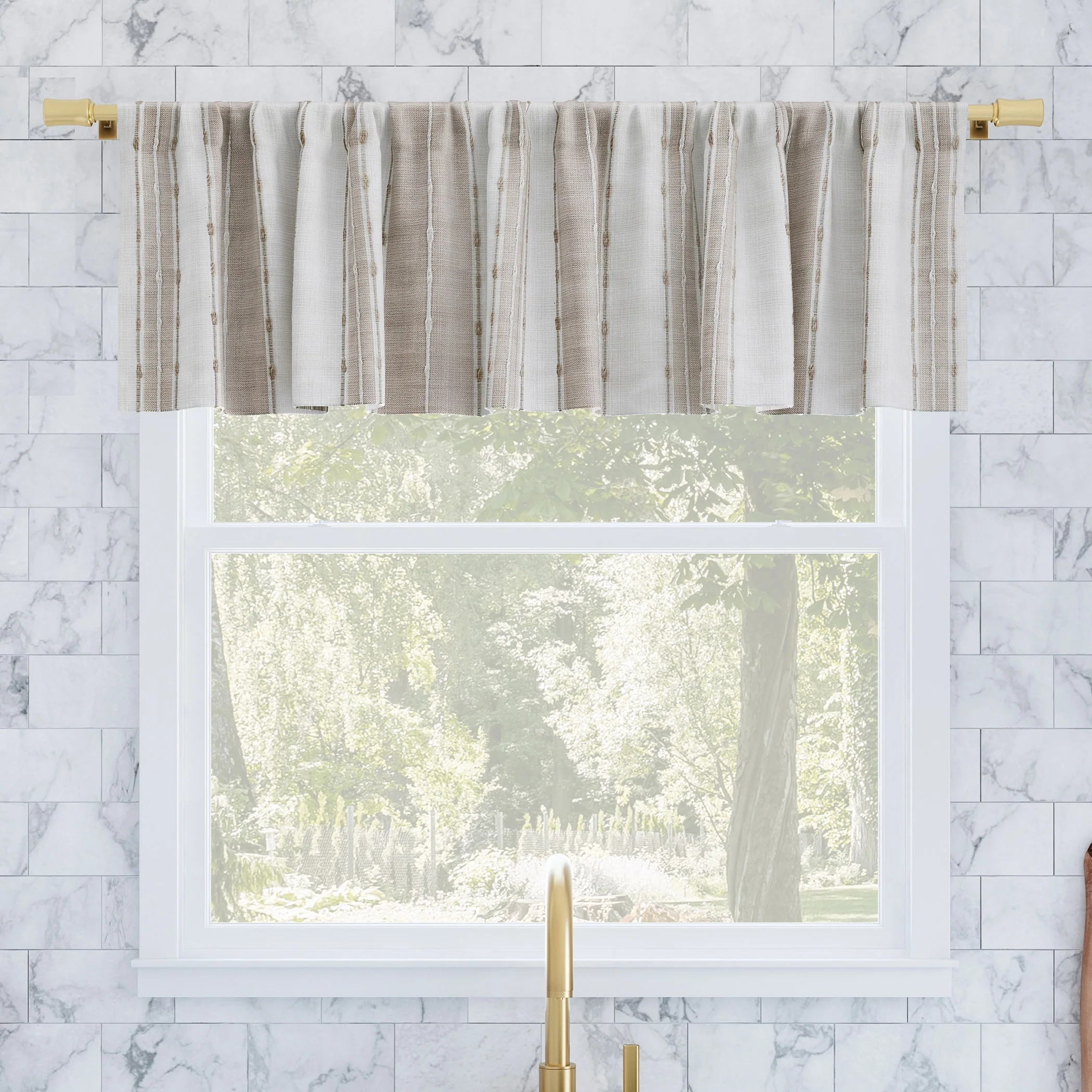Archaeo Slub Texture Stripe Cotton Cafe Curtain Valance
