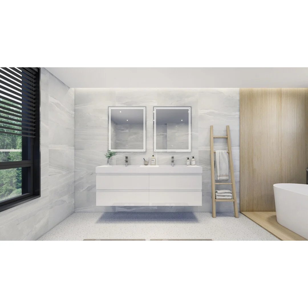 Baillie 72'' Wall-Mounted Vanity with Double Reinforced Acrylic Sink