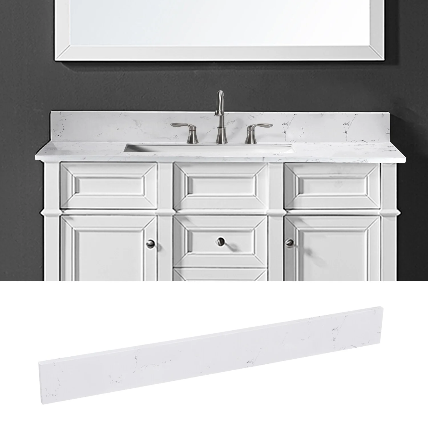 48 in. Engineered Marble Backsplash For Cabinet Vanity