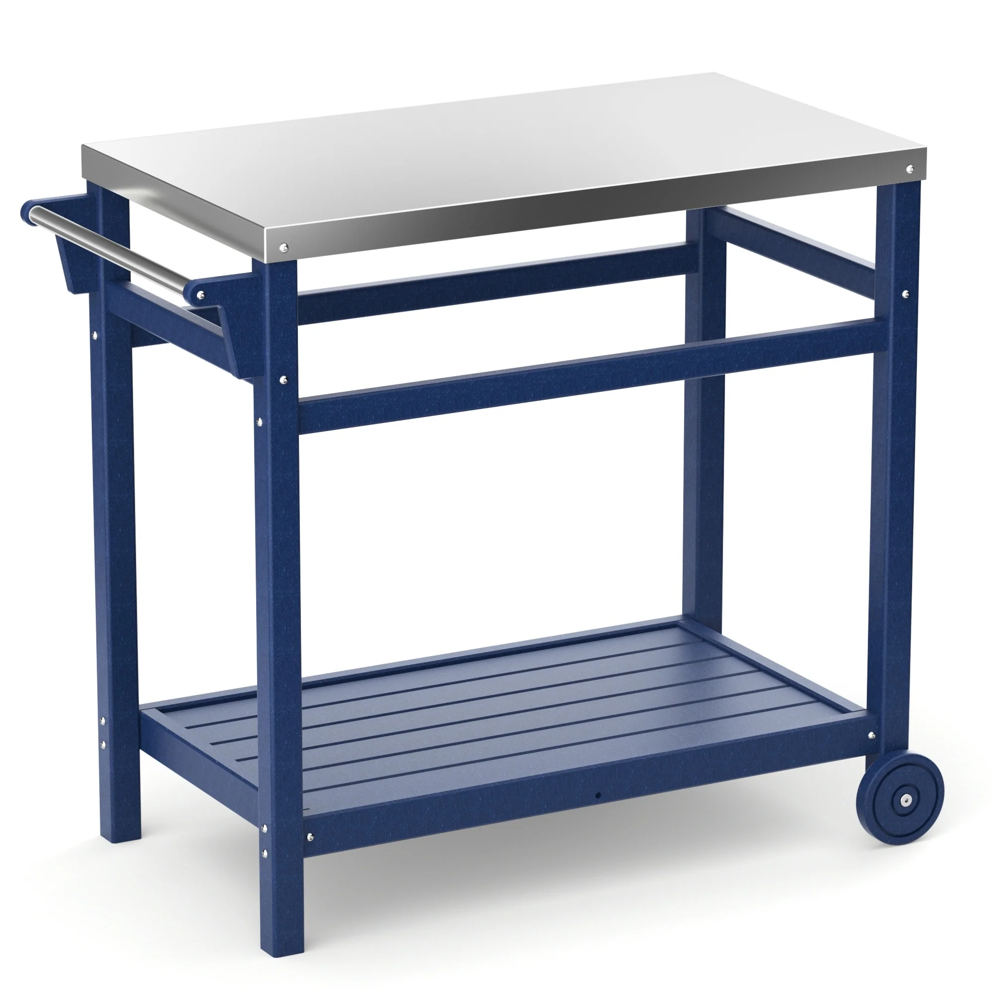 Outdoor Black Steel Movable Dining Cart Table for Patio Grilling