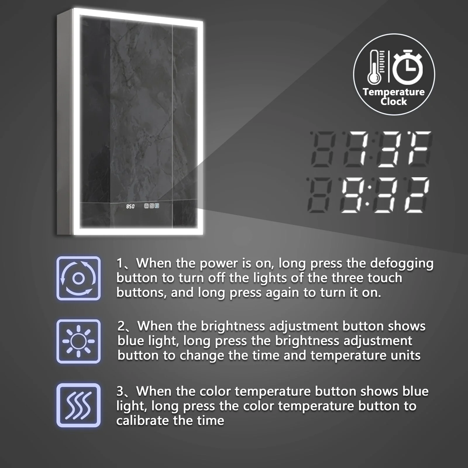 ExBrite Led Lighted Medicine Cabinet Recessed or Surface with Mirrors