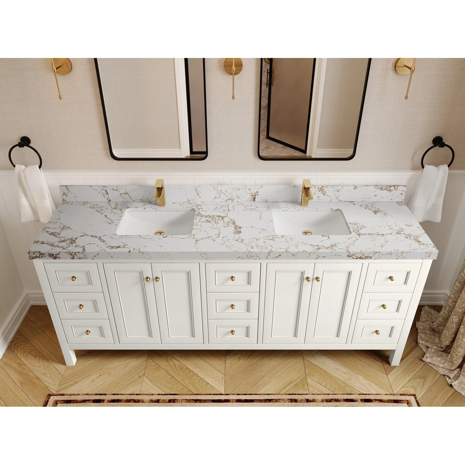 Willow Collections 84 in. W x 22 in. D Nashville Double Bowl Sink Bathroom Vanity with Countertop