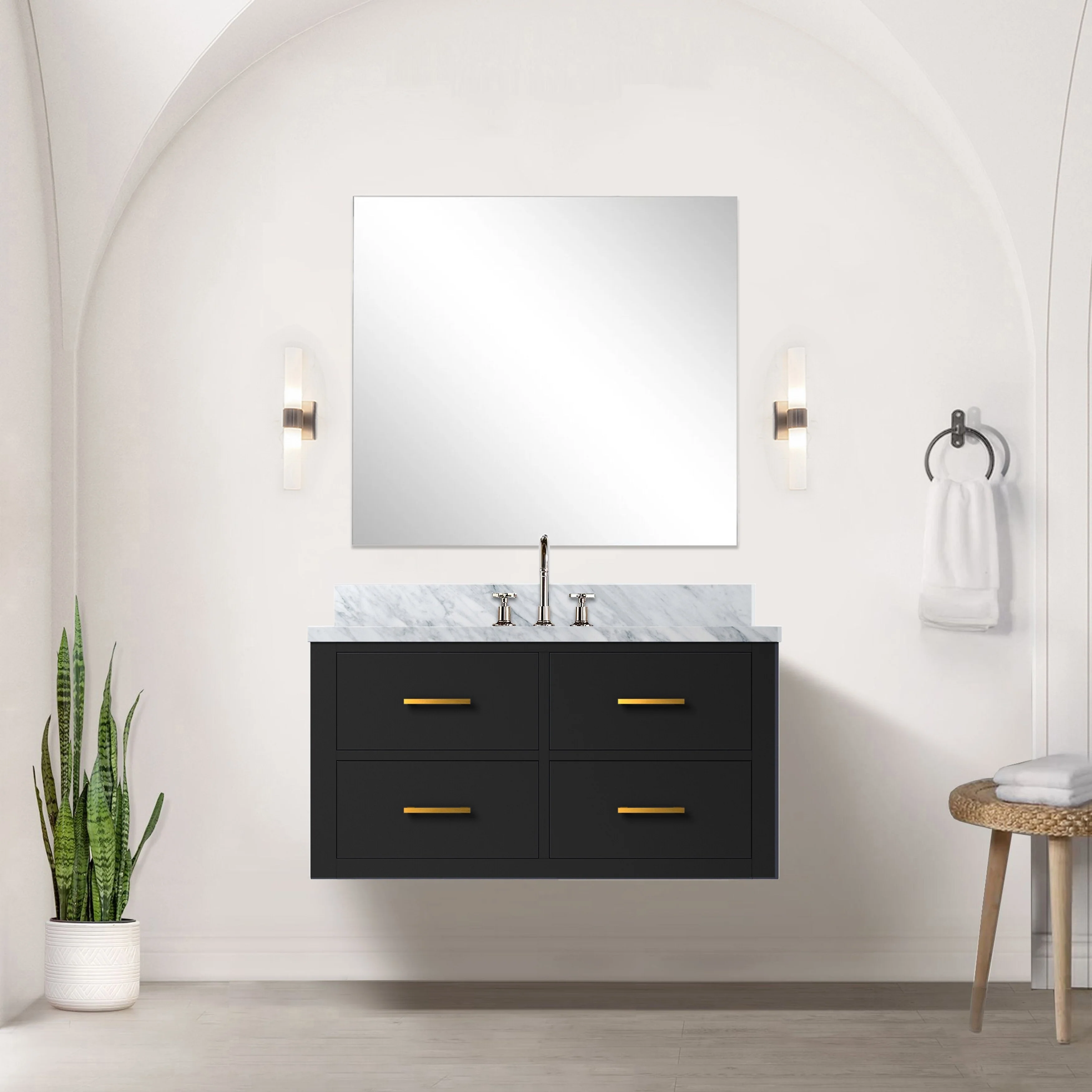 Castor Bath Vanity with Carrara Marble Top and Sink