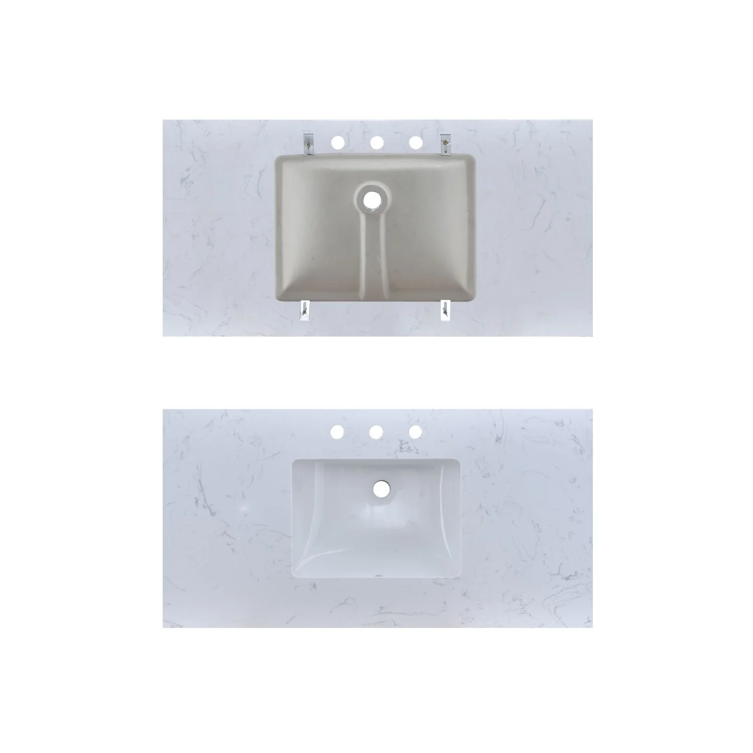 PROOX Bath Cultured Marble Vanity Top Undermount Rectangle Sink Backsplash Included