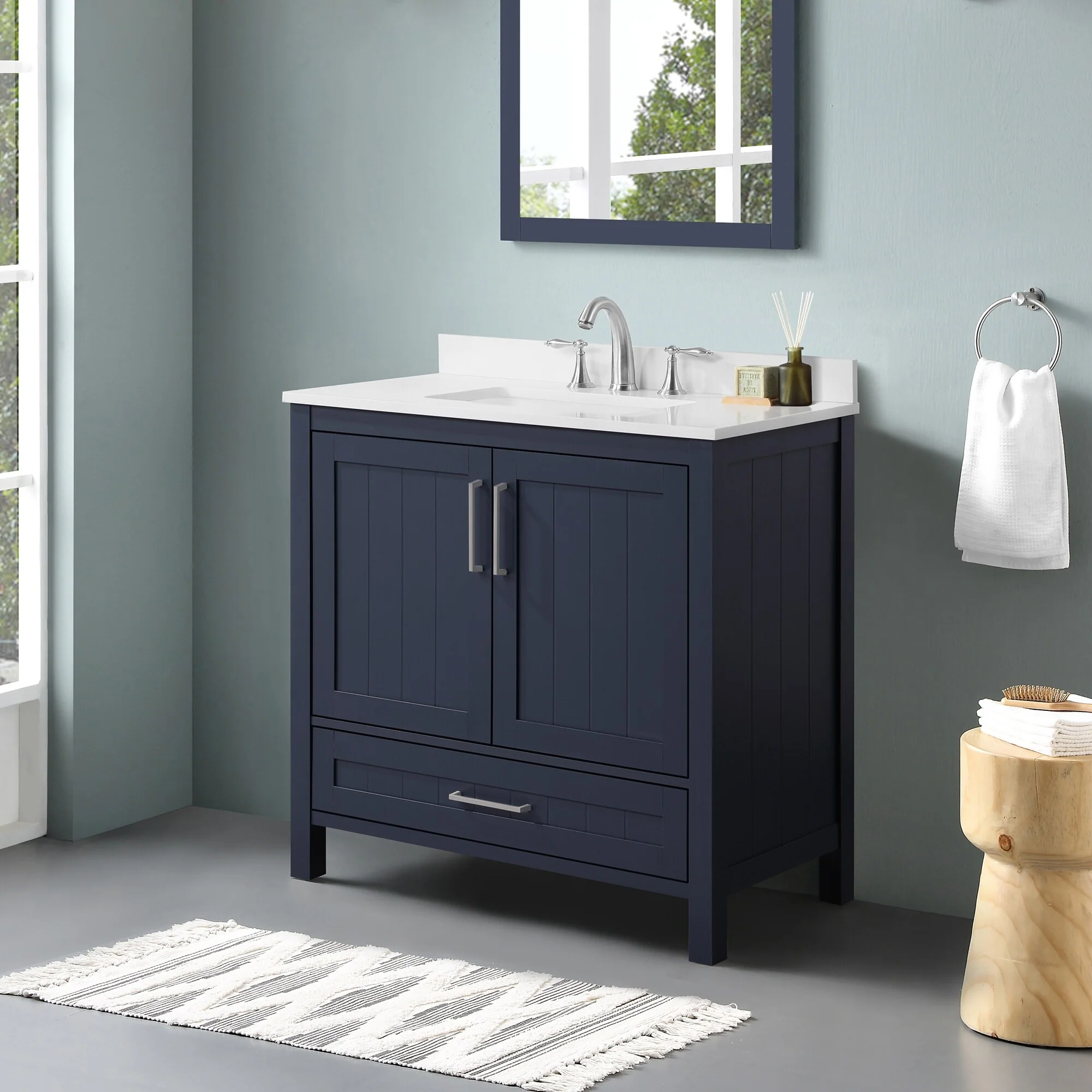 Ove Decors Kansas 36 in. Single Sink Bathroom Vanity in Midnight Blue