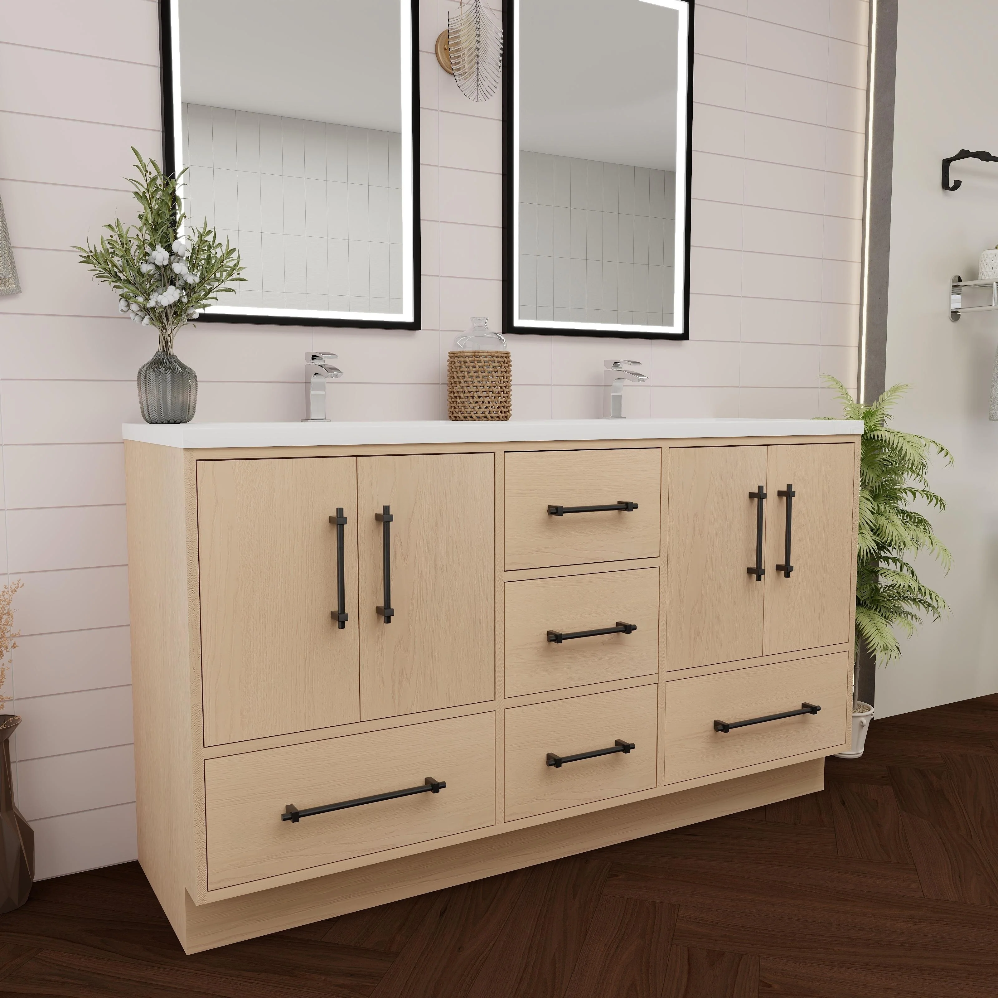 Victoria 60'' Freestanding Vanity with Double Reinforced Acrylic Sink - 59.5
