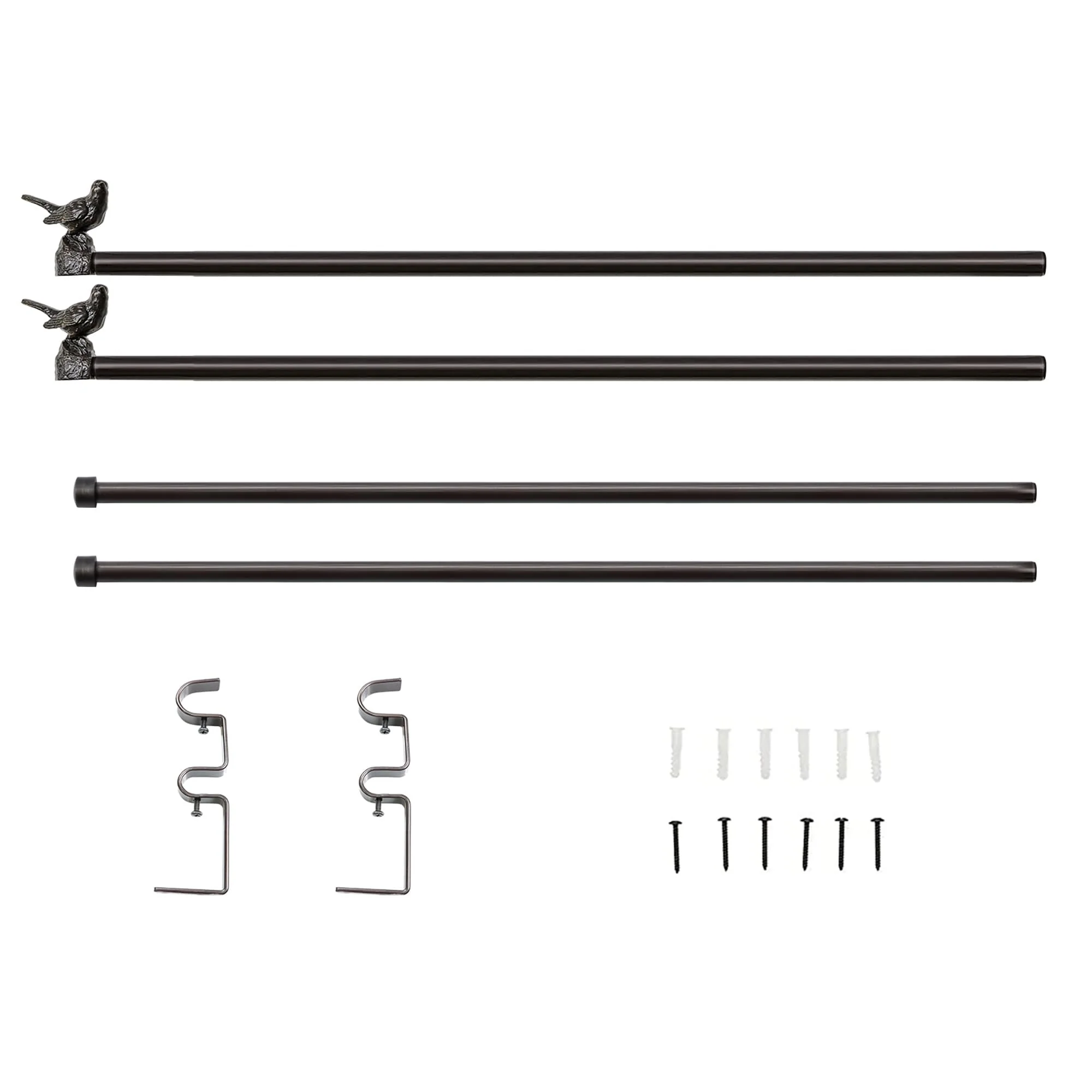 MERIVILLE 1-Inch Diameter Double Window Curtain Rod, Bird Finials