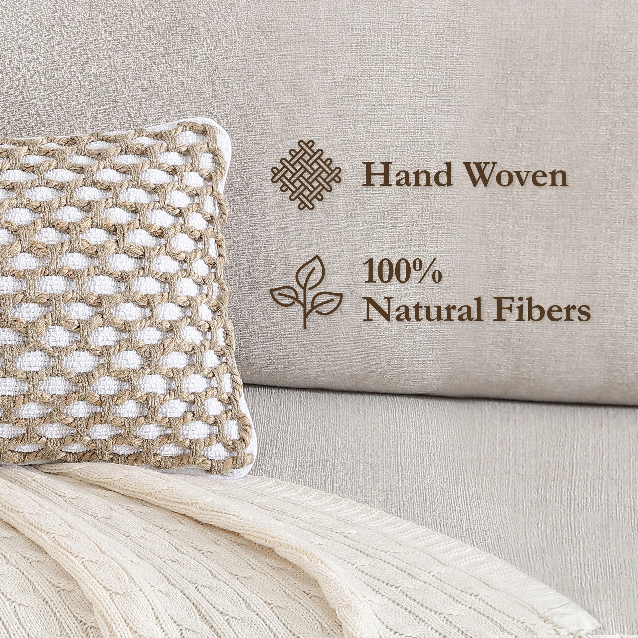 Boho Living Jada Braided Cotton/Jute Throw Pillow Covers