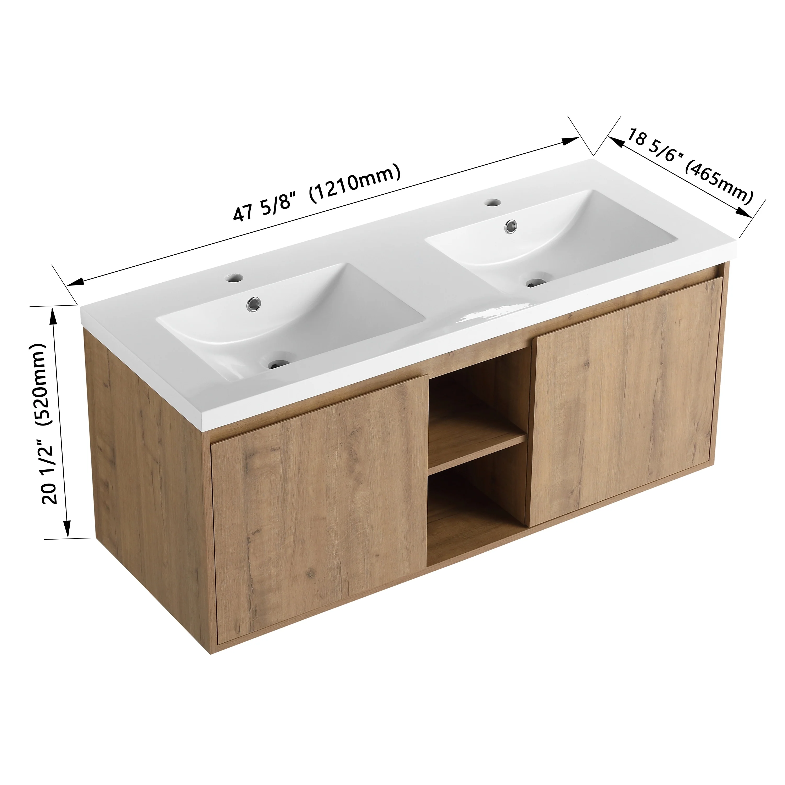 BNK Double Sink Bathroom Vanity in 48 Inch,Bathroom Cabinet with Soft Close Doors&Shelves