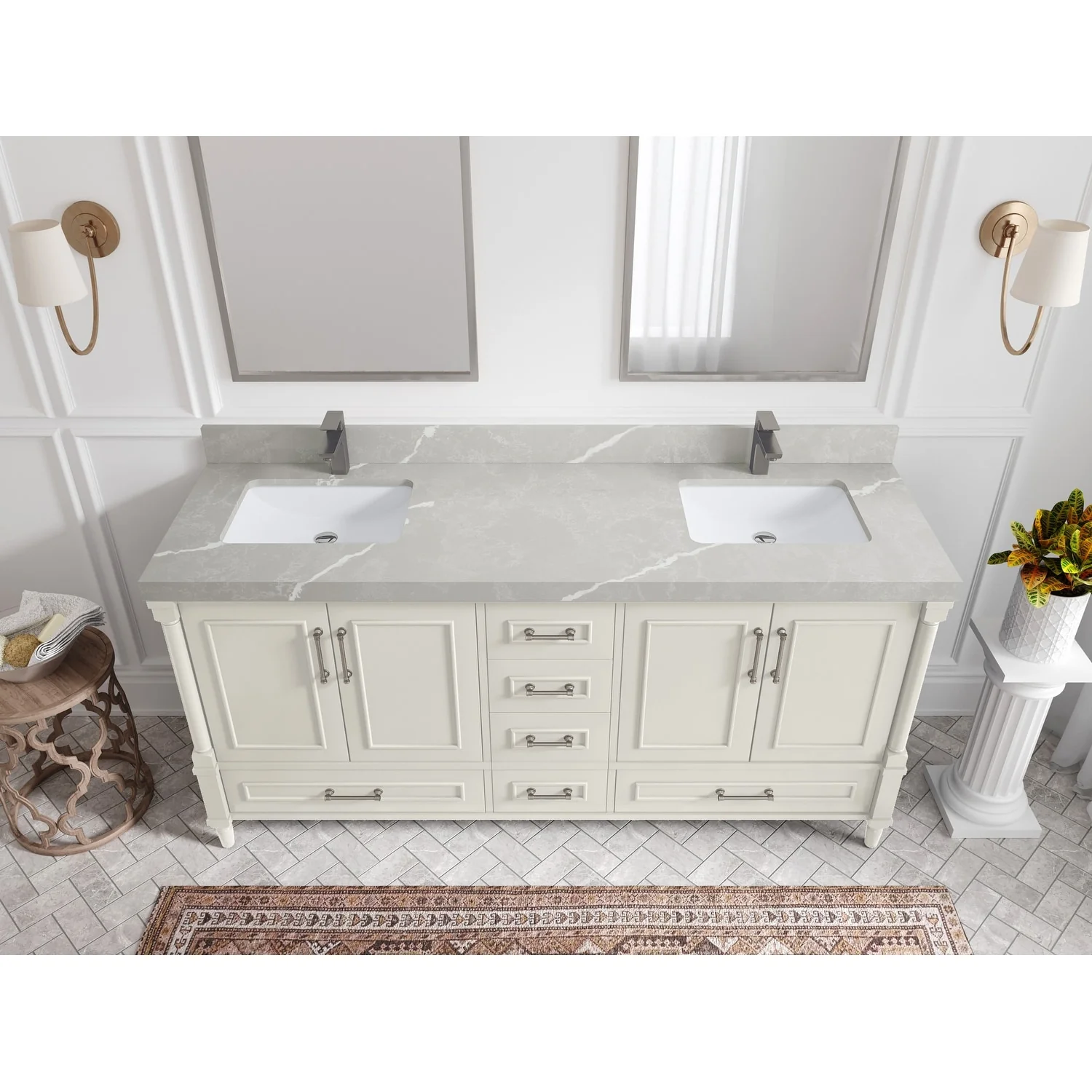 Willow Collections 72 in. W x 22 in. D Aberdeen Double Sink Bathroom Vanity with Countertops