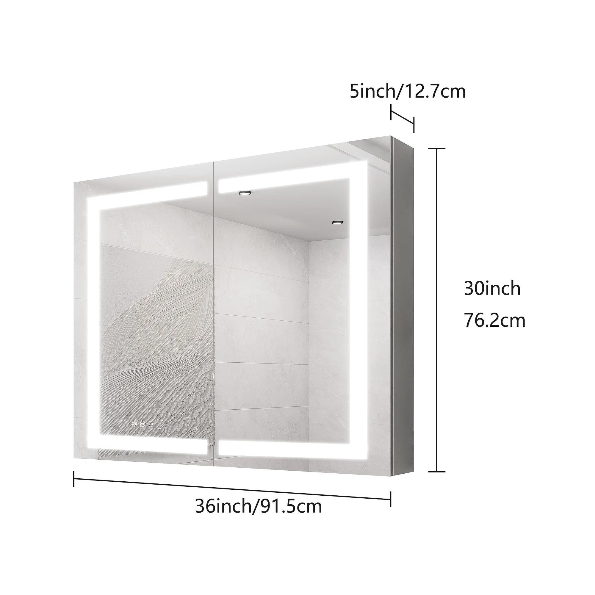 Bathroom Medicine Cabinet with Mirror Wall Mounted LED Bathroom Mirror Cabinet with Lights, Anti-Fog,Storage Shelves