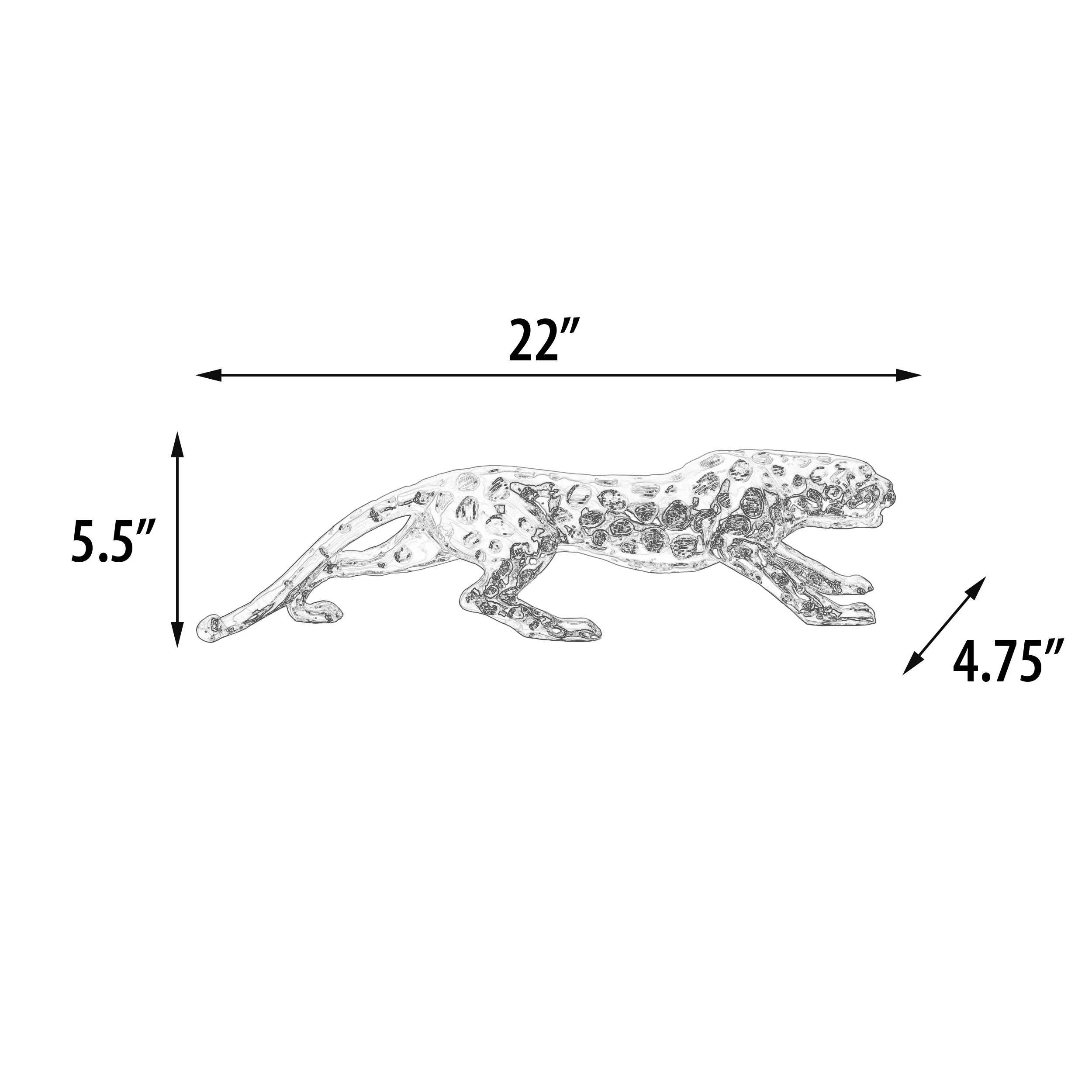 Standing Silver Leopard 22 Inches Long
