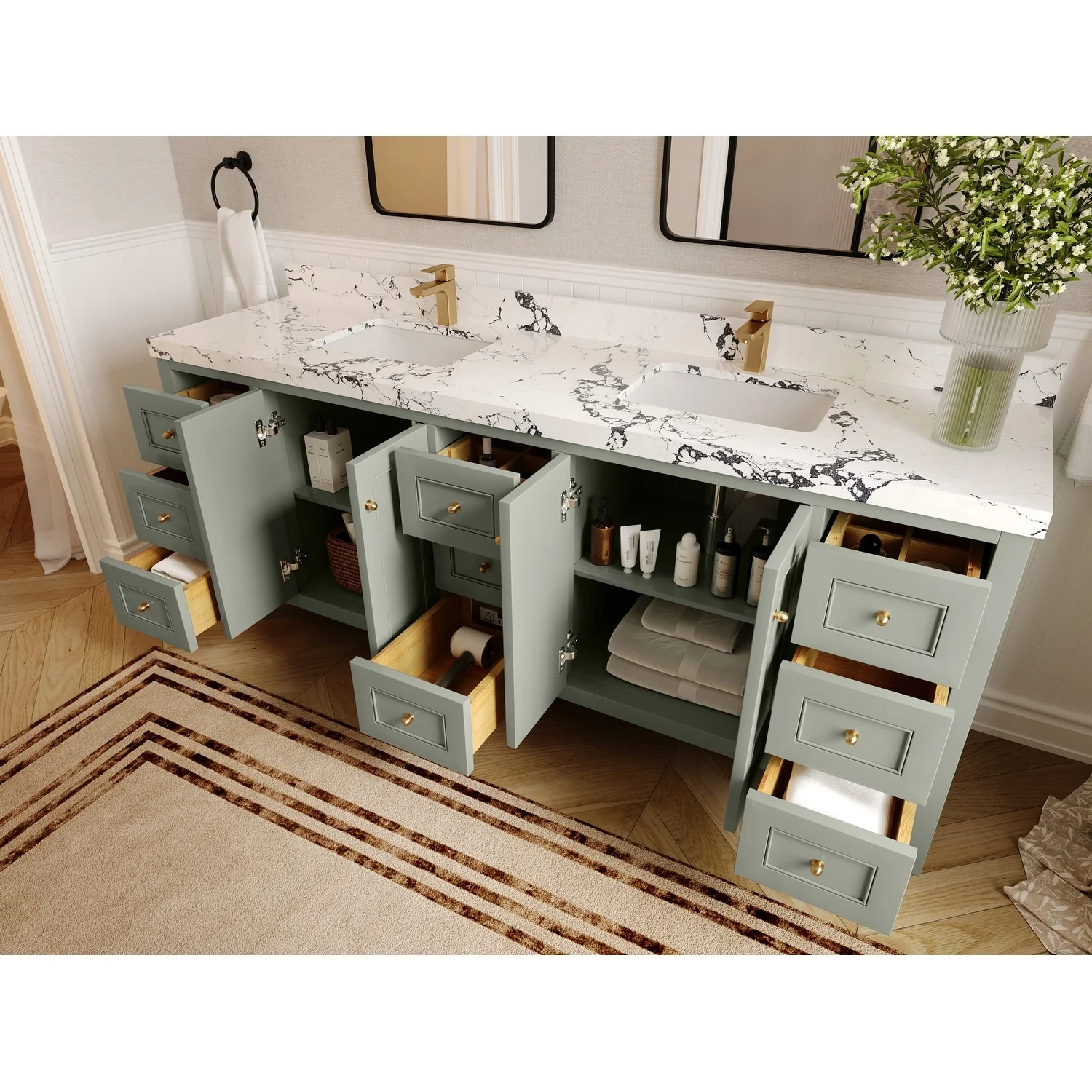 Willow Collections 84 in. W x 22 in. D Nashville Double Bowl Sink Bathroom Vanity with Countertop