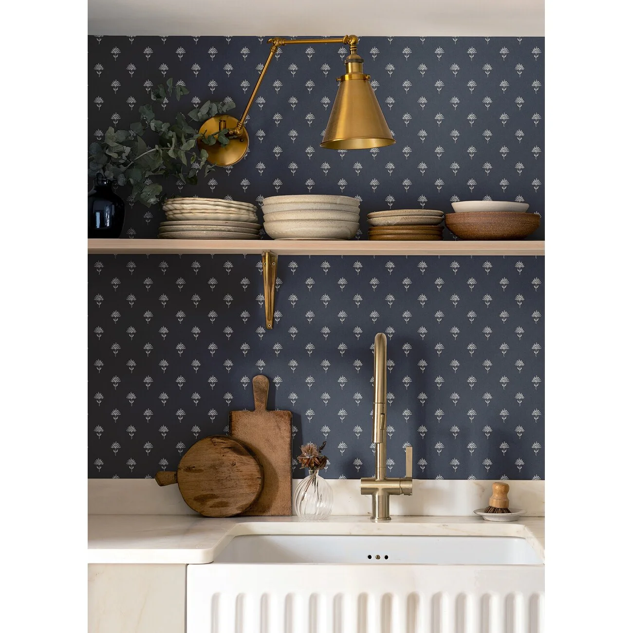 Chesapeake Surdiva Indigo Floral Fan Wallpaper