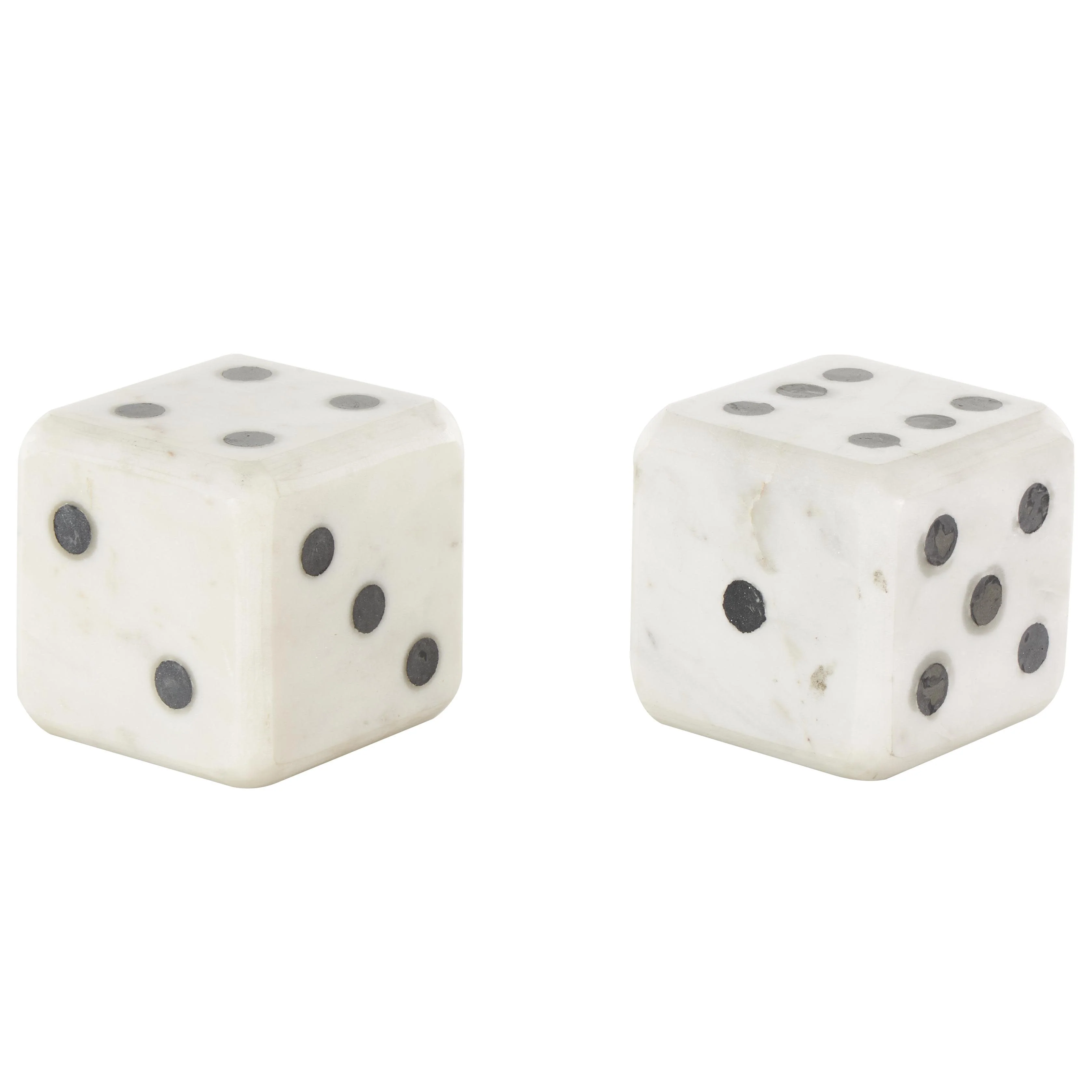 Marble Dice Decorative Bookends - Set of 2 Black, White or Green - Roche River Decor