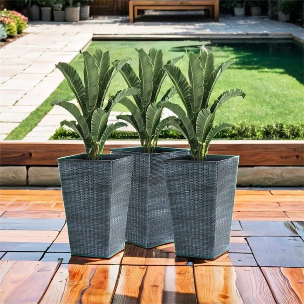 Outdoor Tall Planters with Drainage Hole (Set of 3)