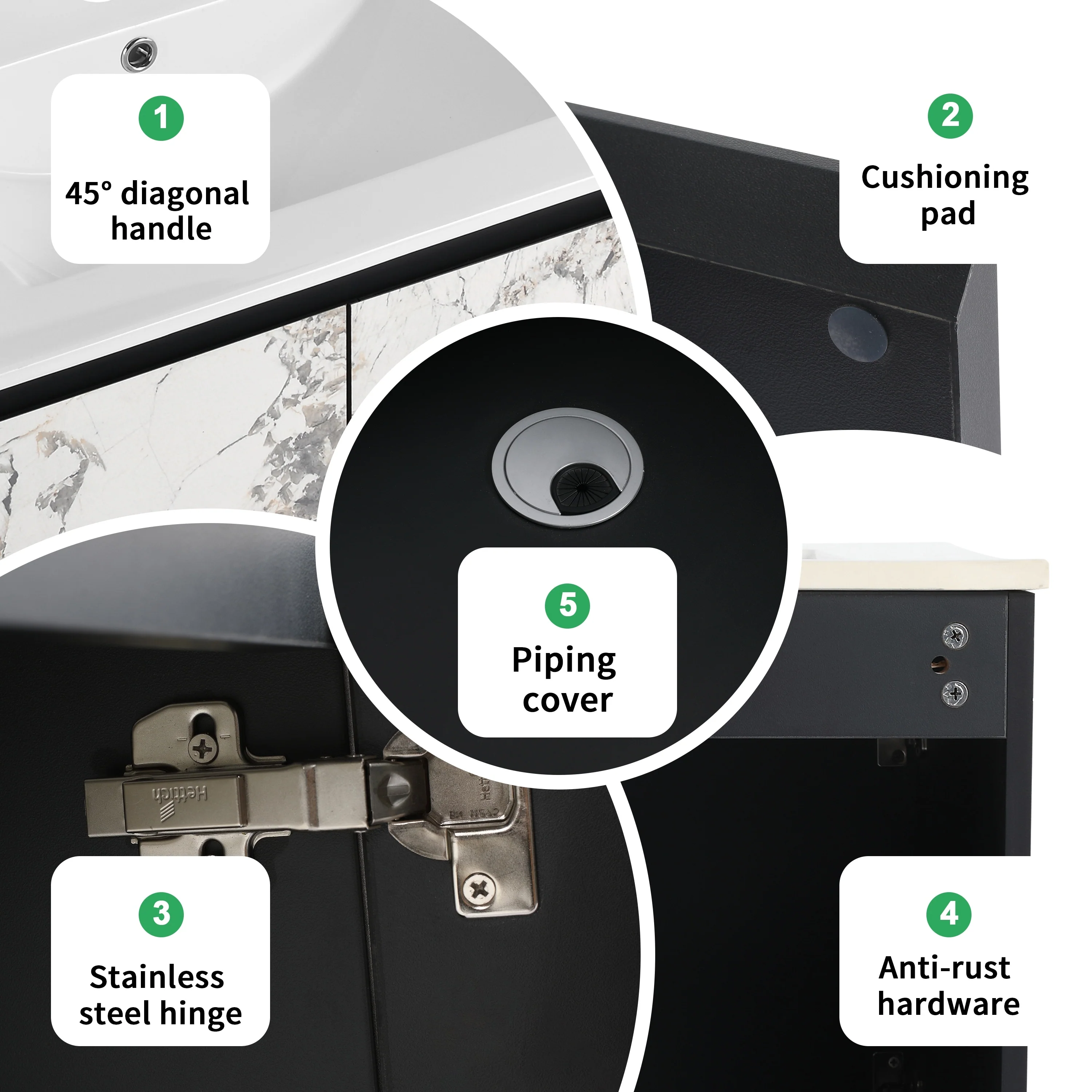 BNK 24/30/48 Inch Double Sink Bathroom Vanity with Soft Close Door