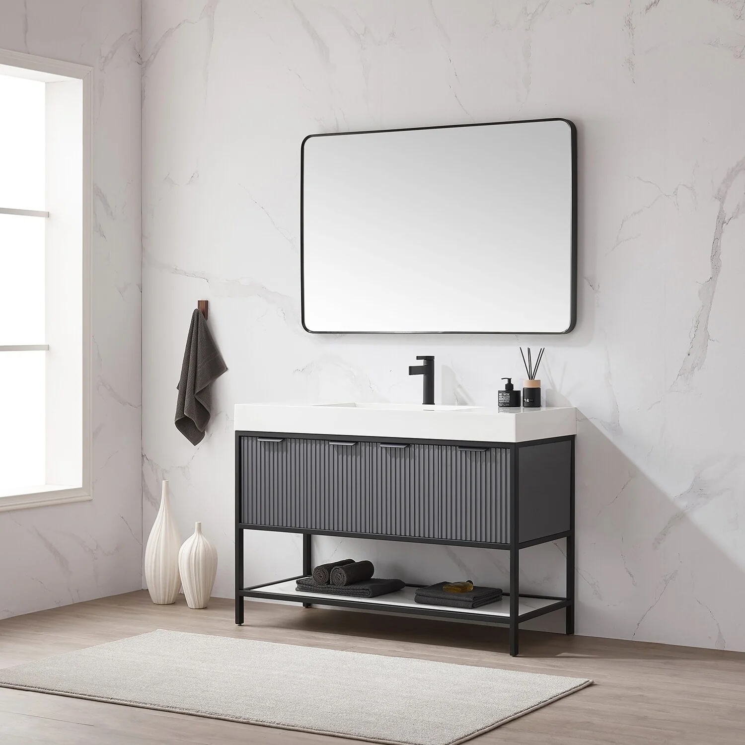 Marcilla 48 in. Single Sink Bath Vanity with Stone Sink Top