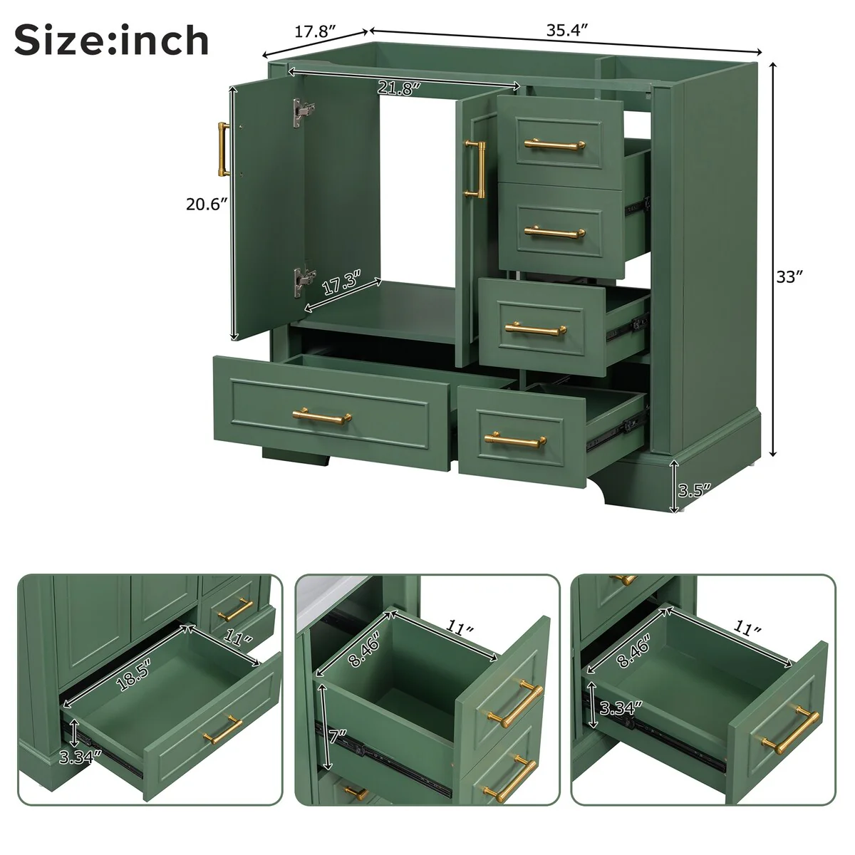 Bathroom Cabinet with Two Doors and Four Drawers