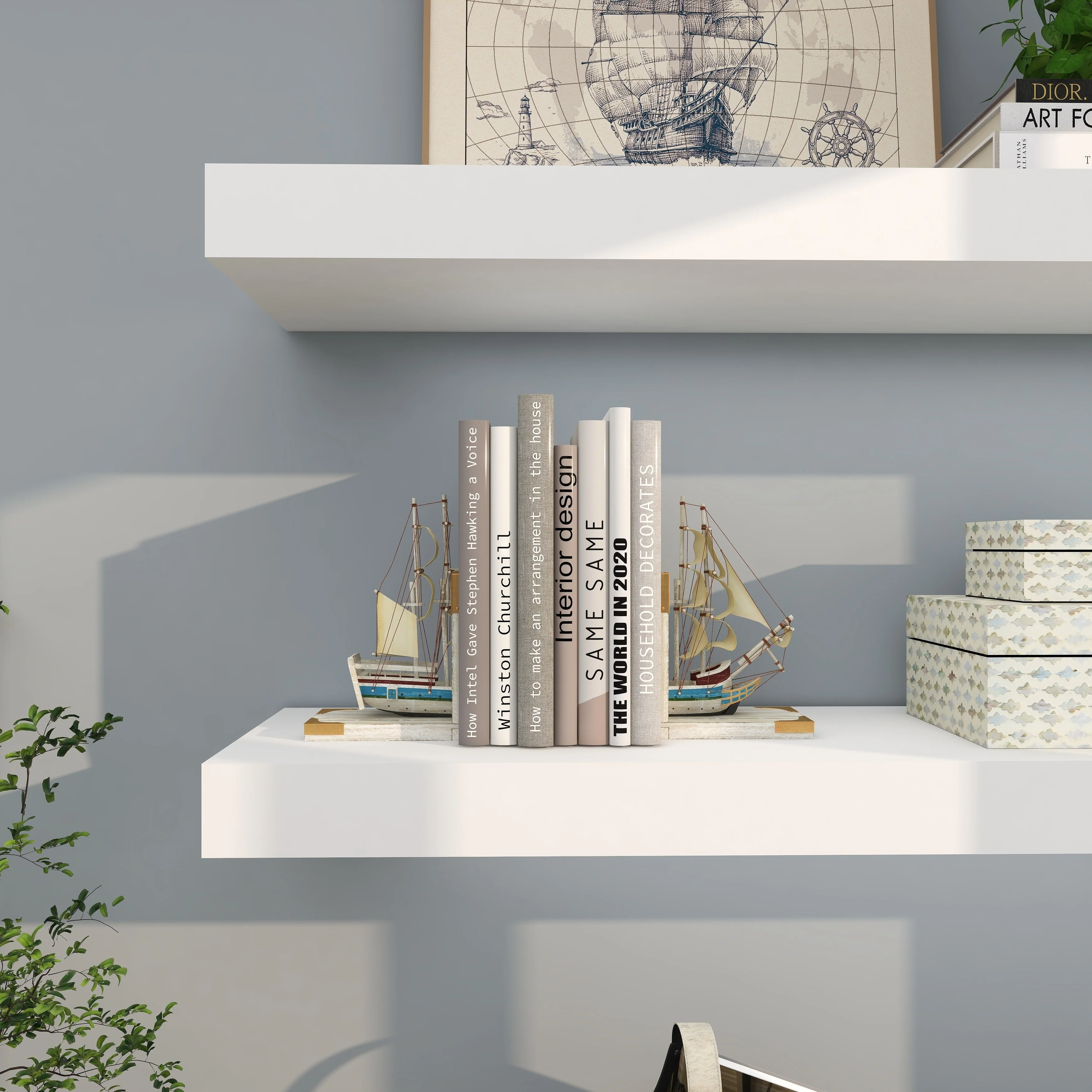 White Pine Coastal Bookends Boats and ships (Set of 2)