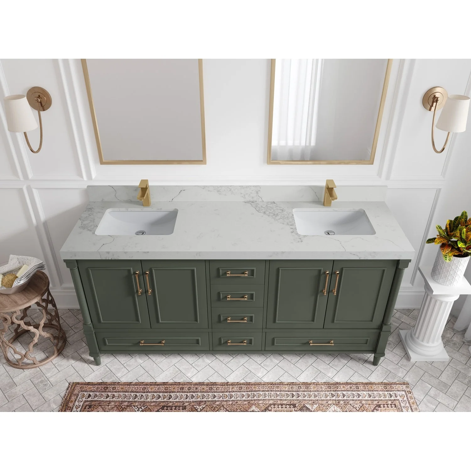 Willow Collections 72 in. W x 22 in. D Aberdeen Double Sink Bathroom Vanity with Countertops