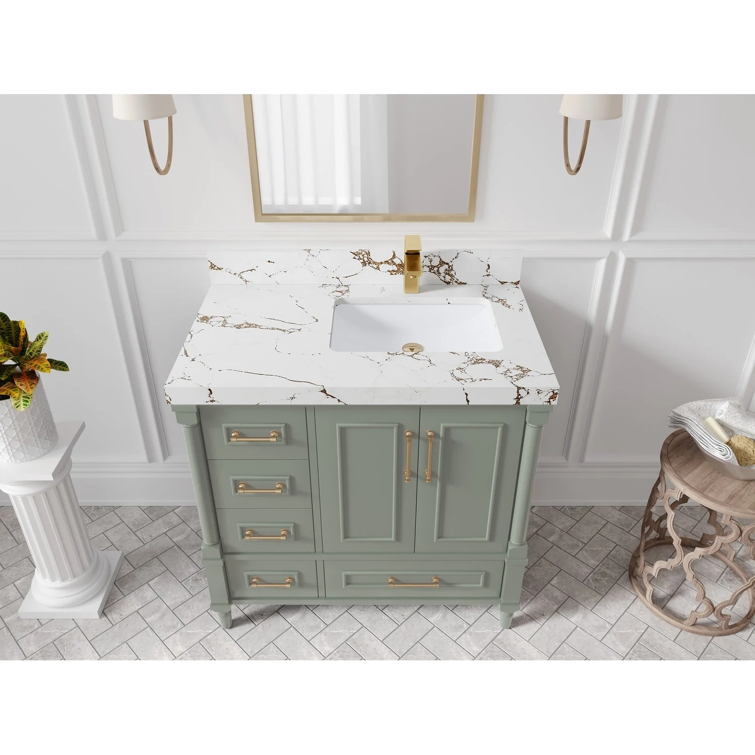 Willow Collections 36 in. W x 22 in. D Aberdeen Right Offset Sink Bathroom Vanity with Countertop