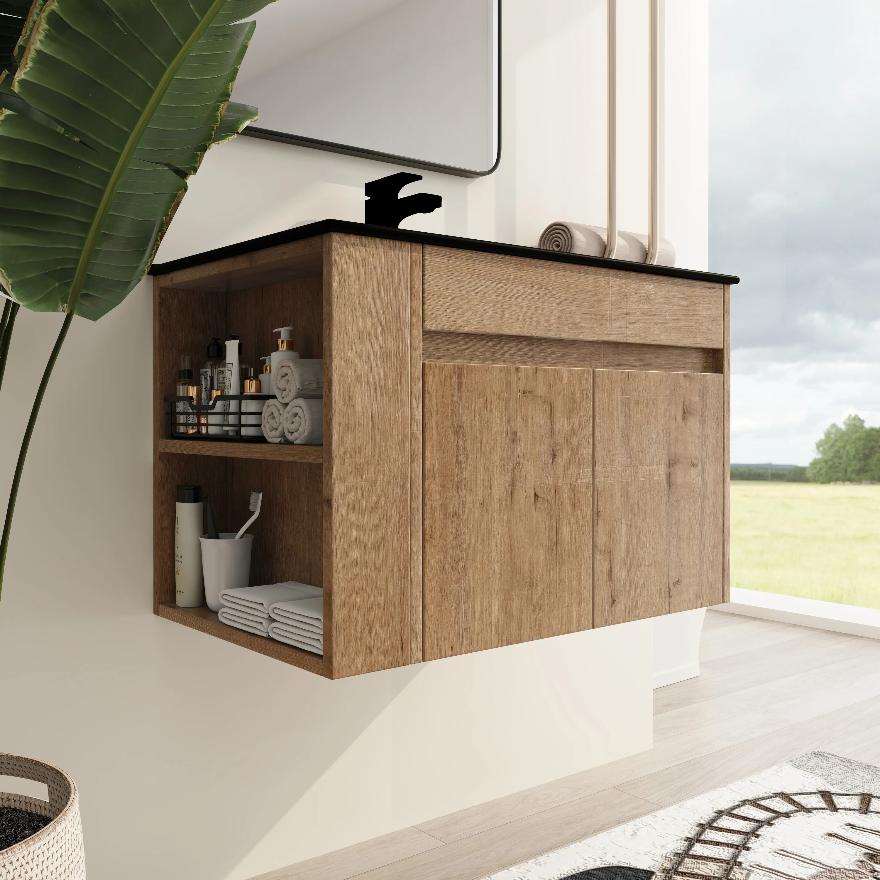 Beingnext 30 Inch Bathroom Vanity with Sink, Single Sink Floating Bathroom Vanity with Soft Close Door and Shelf