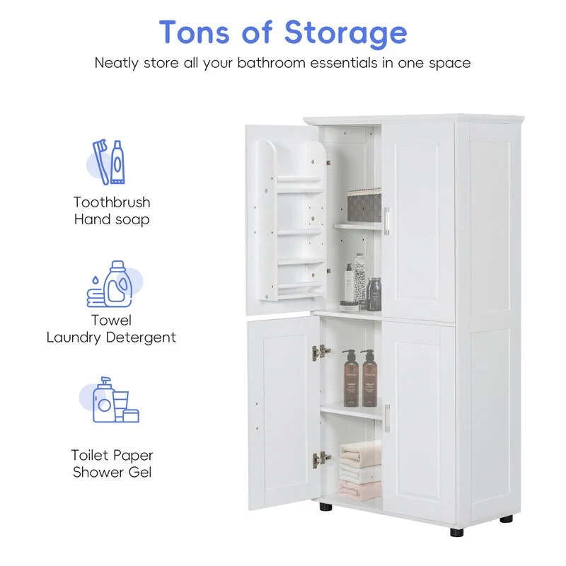 Tall and Wide Bathroom Floor Storage Cabinet