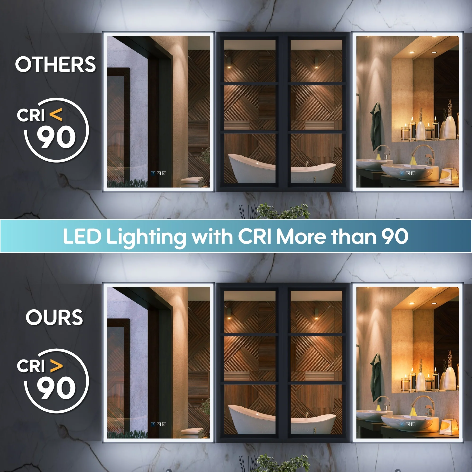 30 in. H Recessed or Surface Wall Mounted LED Mirror Cabinet With Black Side Cabinet