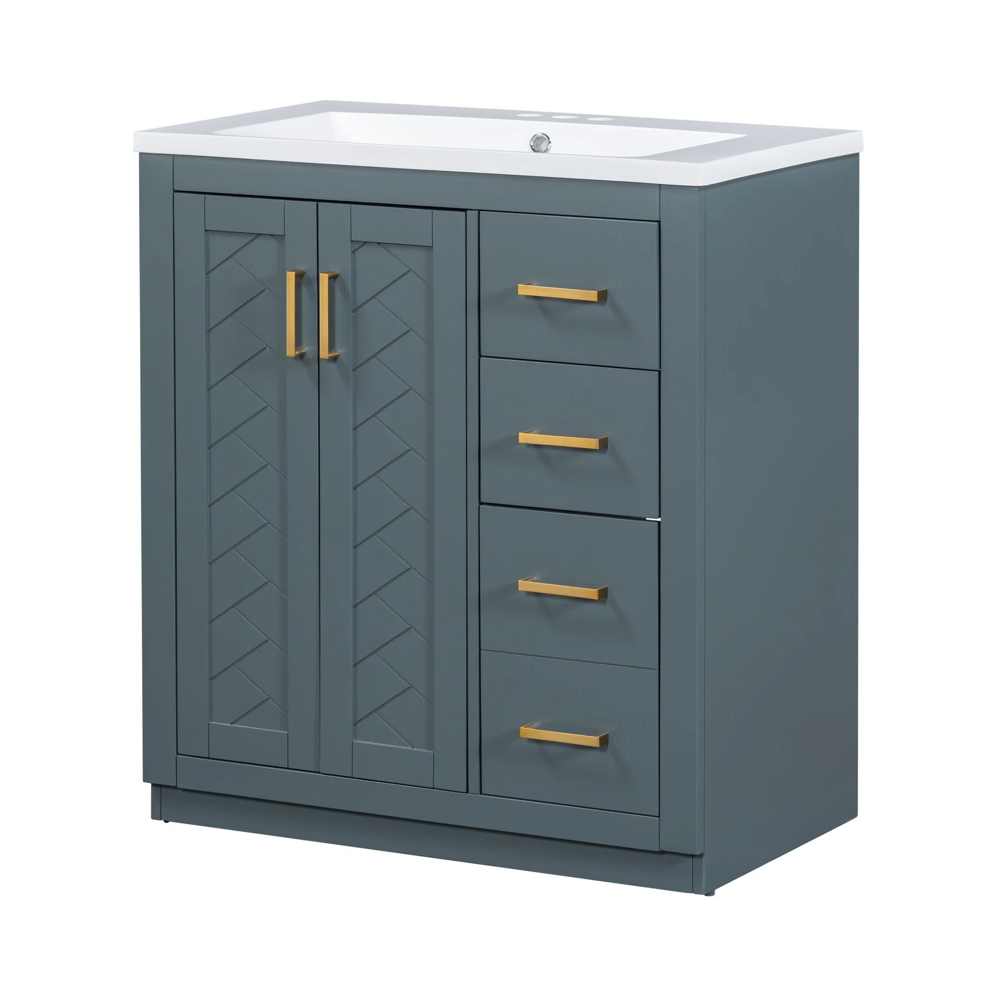 30'' Bathroom Vanity with Storage Cabinet and 3 Drawers