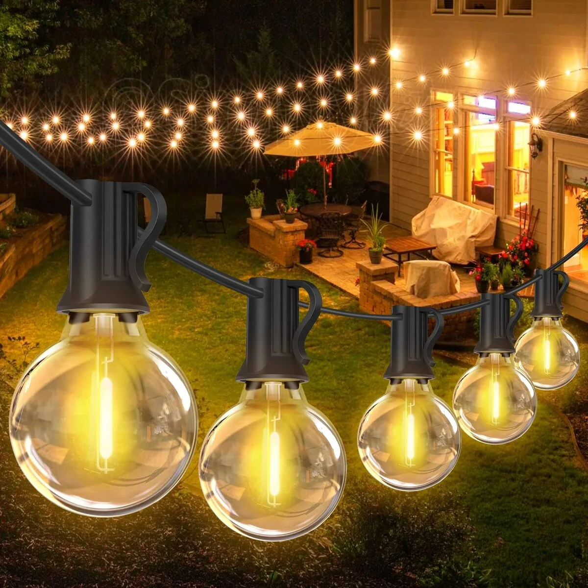 String Lights LED Globe Lights Shatterproof Plastic Bulbs - 2 Pack
