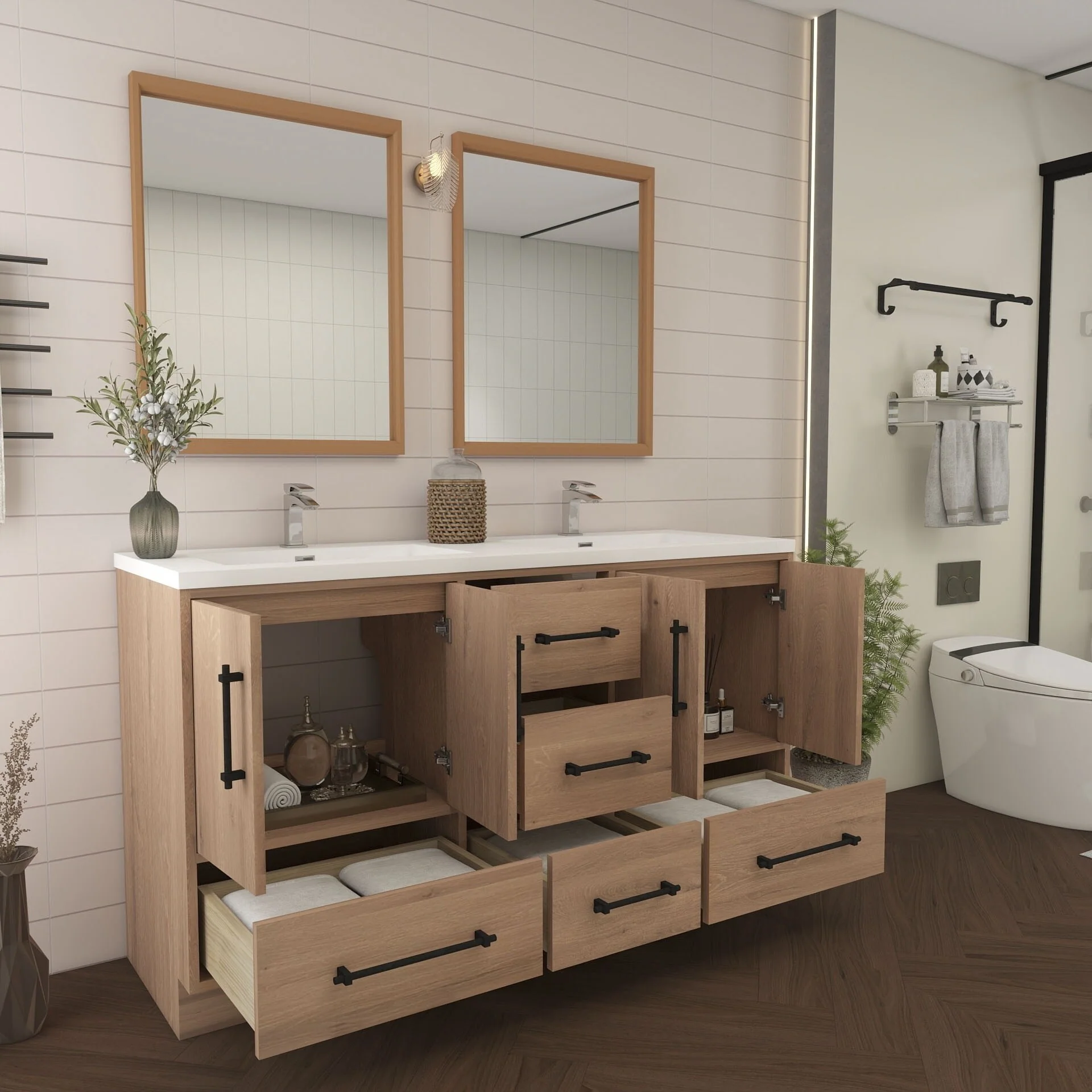 Victoria 60'' Freestanding Vanity with Double Reinforced Acrylic Sink - 59.5