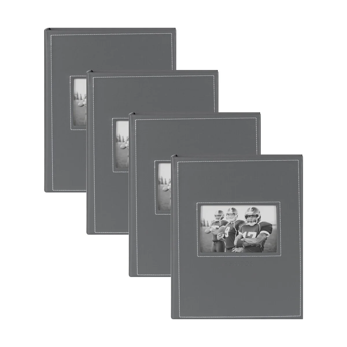 DesignOvation Debossed Black Faux Leather Photo Album (Pack of 4)