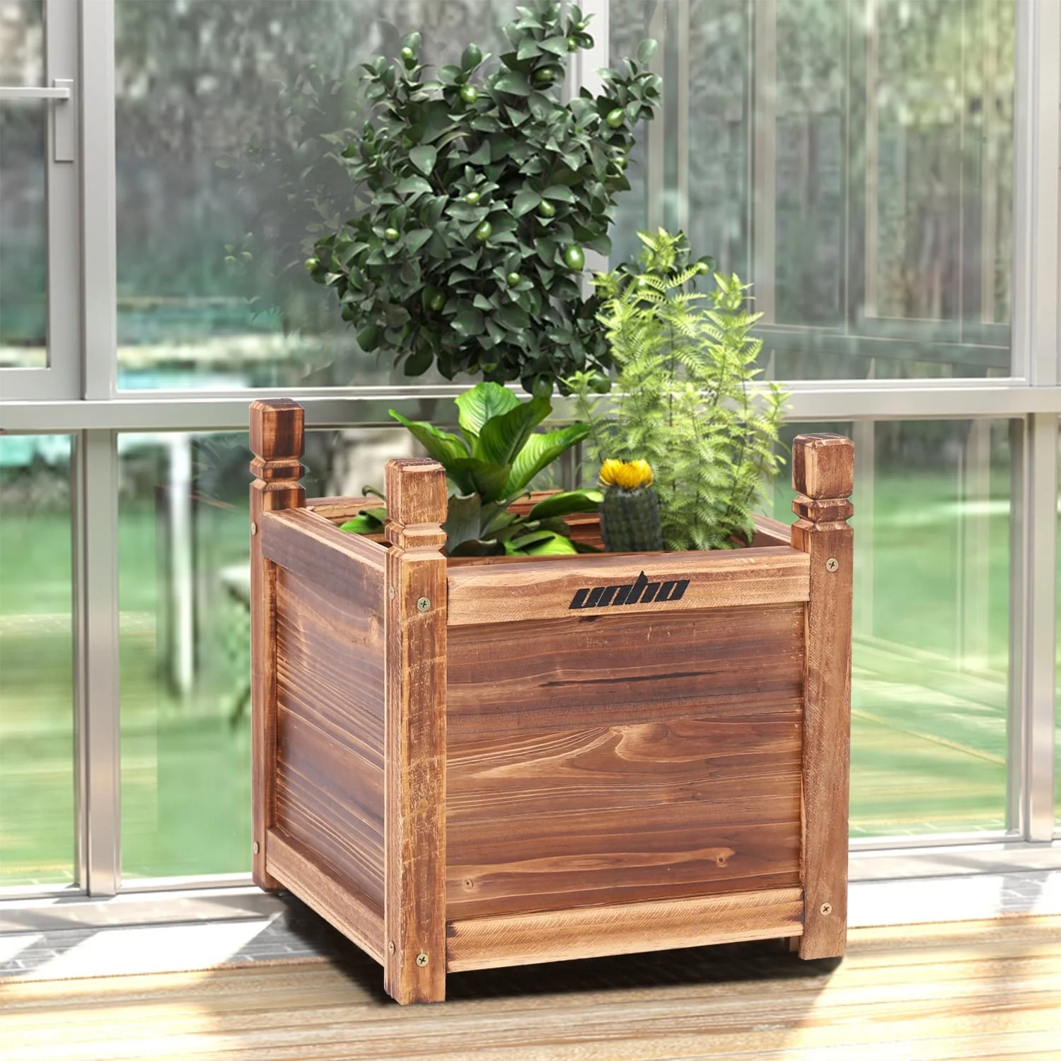 Rectangular Raised Garden Bed Kit Indoor Outdoor Wood Planter Grow Box