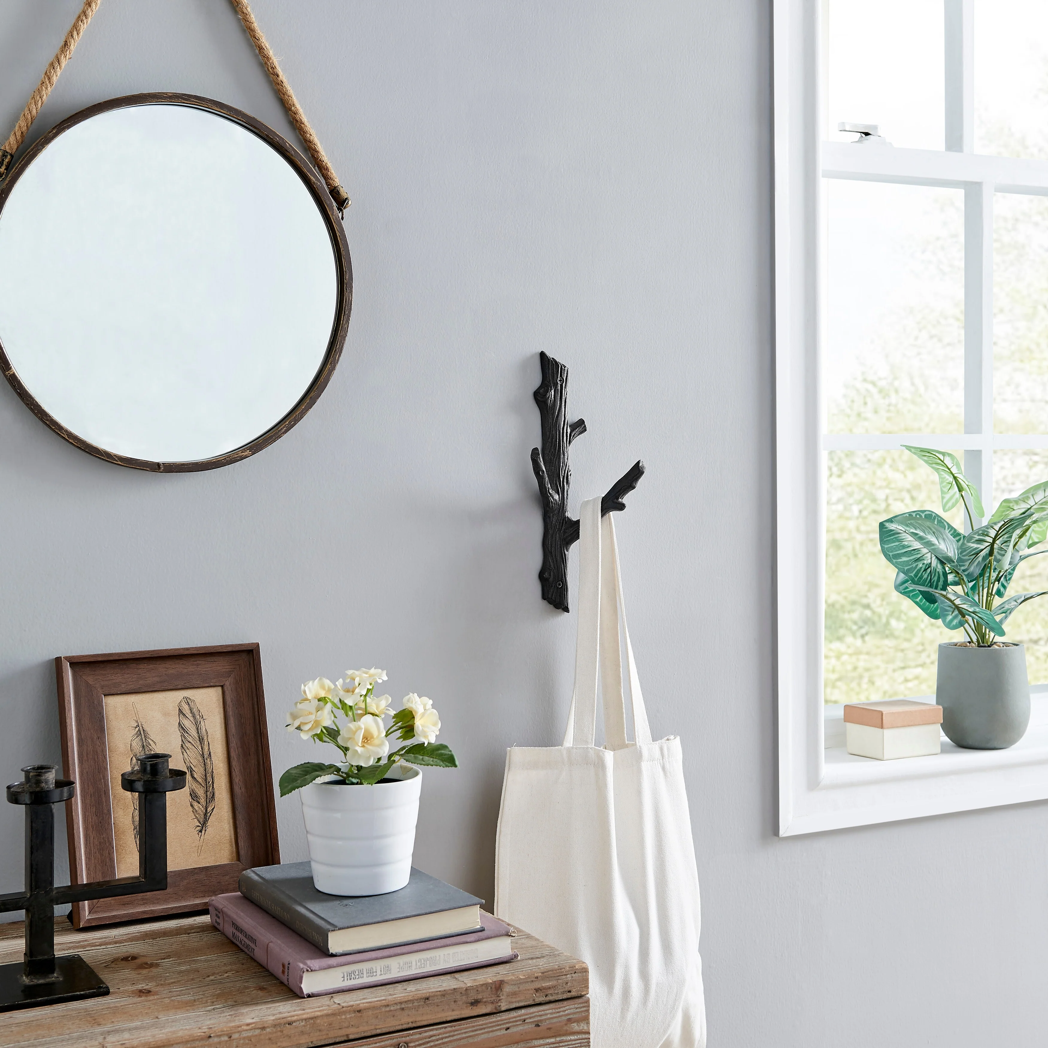 Danya B. Cast Iron Tree Branch Double Wall Mount Coat Hooks (Set of 2)