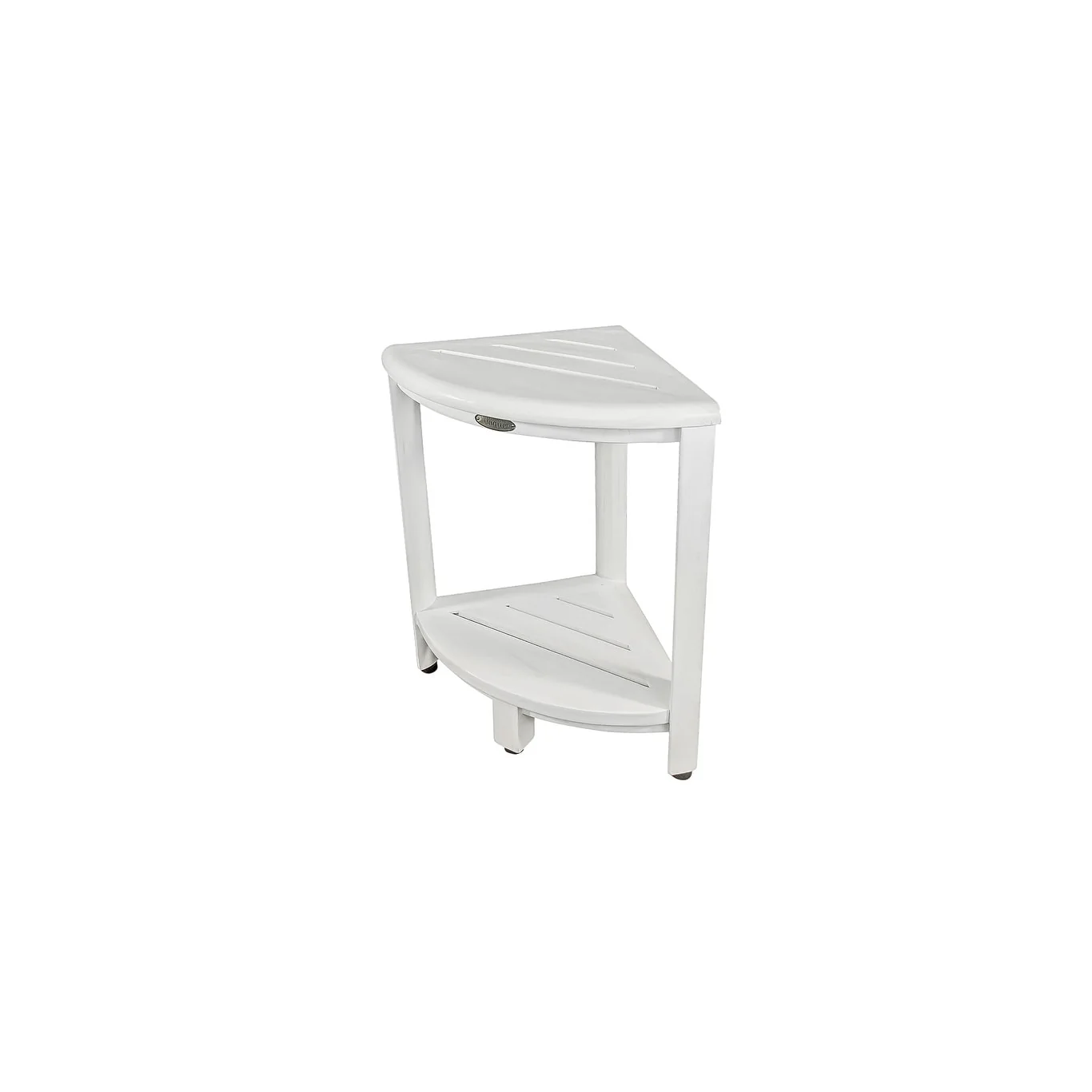 CoastalVogue Snazzy Corner Antique White Finish Teak Wood 2-tier shower & Bathroom shaving shelf 12-inches Wide x 18-inches Tall
