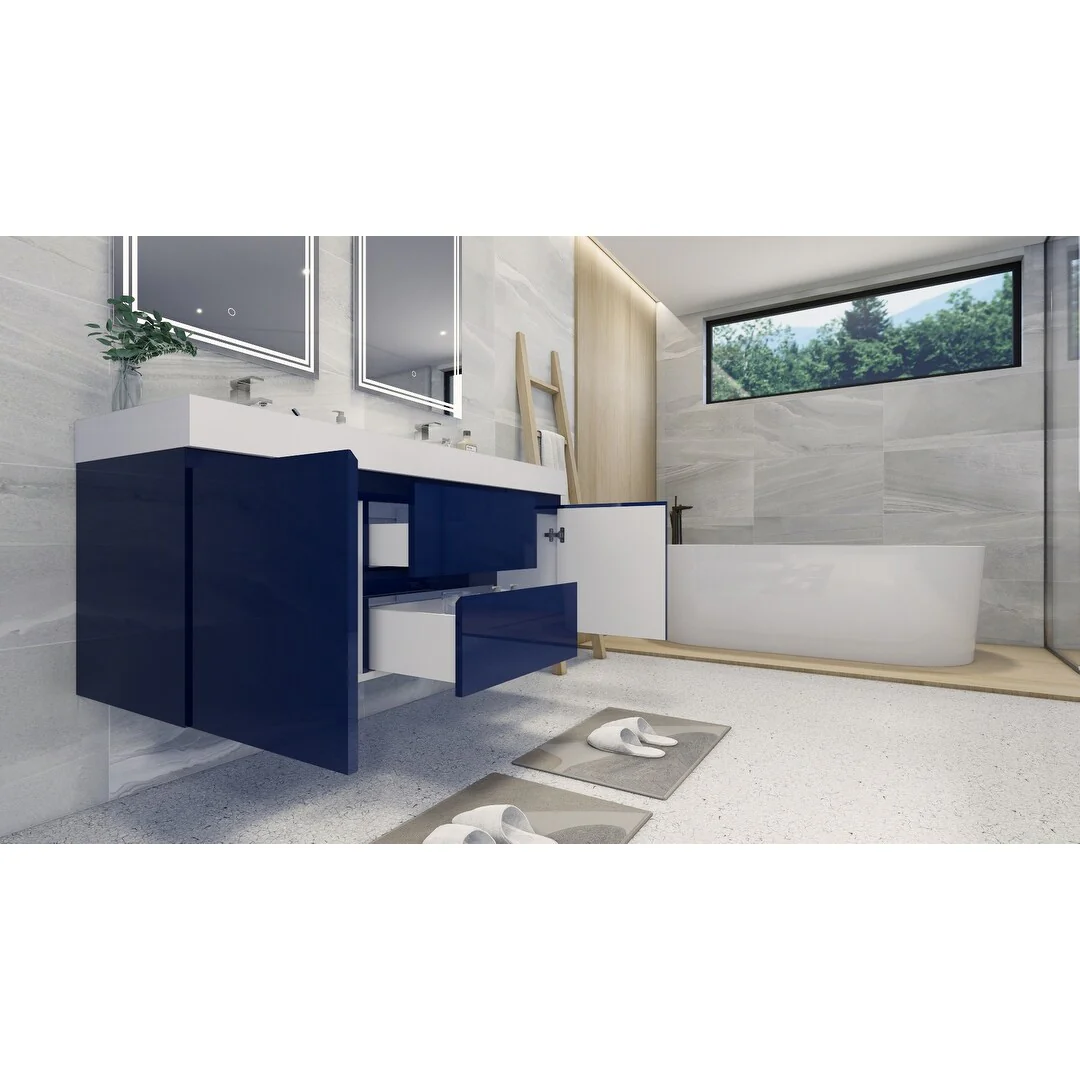 Baillie 60'' Wall-Mounted Vanity with Double Reinforced Acrylic Sink