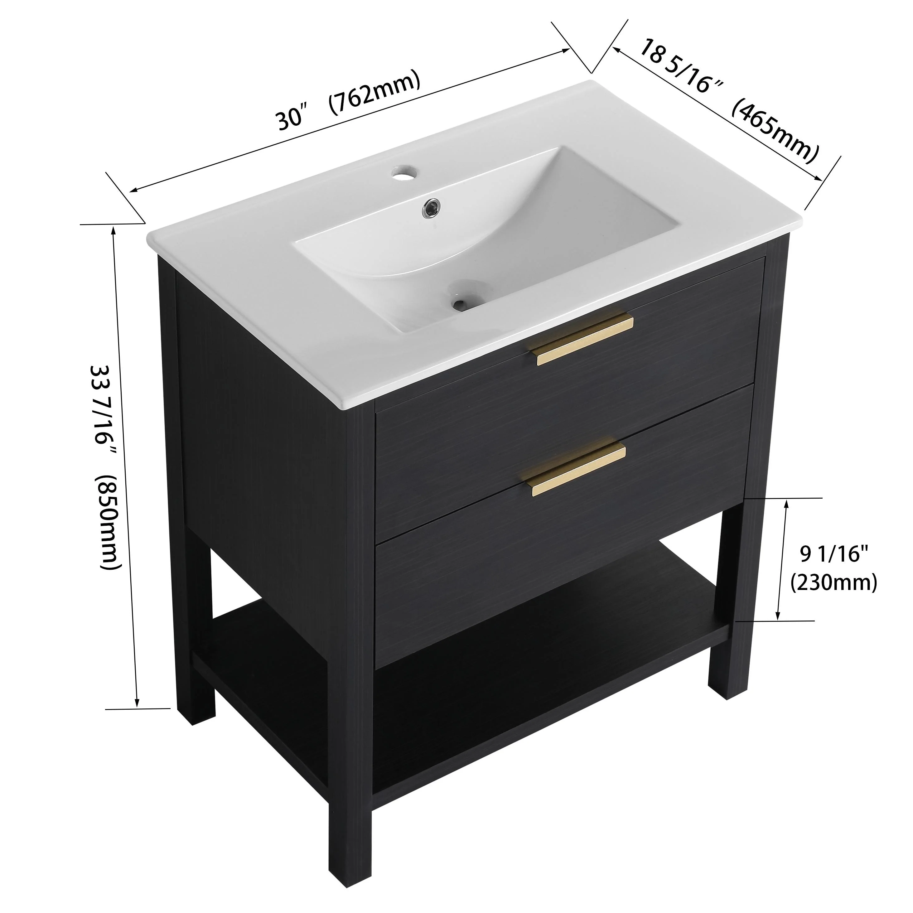 BNK 30/36 Inch Bathroom Vanity With Single Sink,Modern Bathroom Vanities With Soft Close Drawer And Shelf