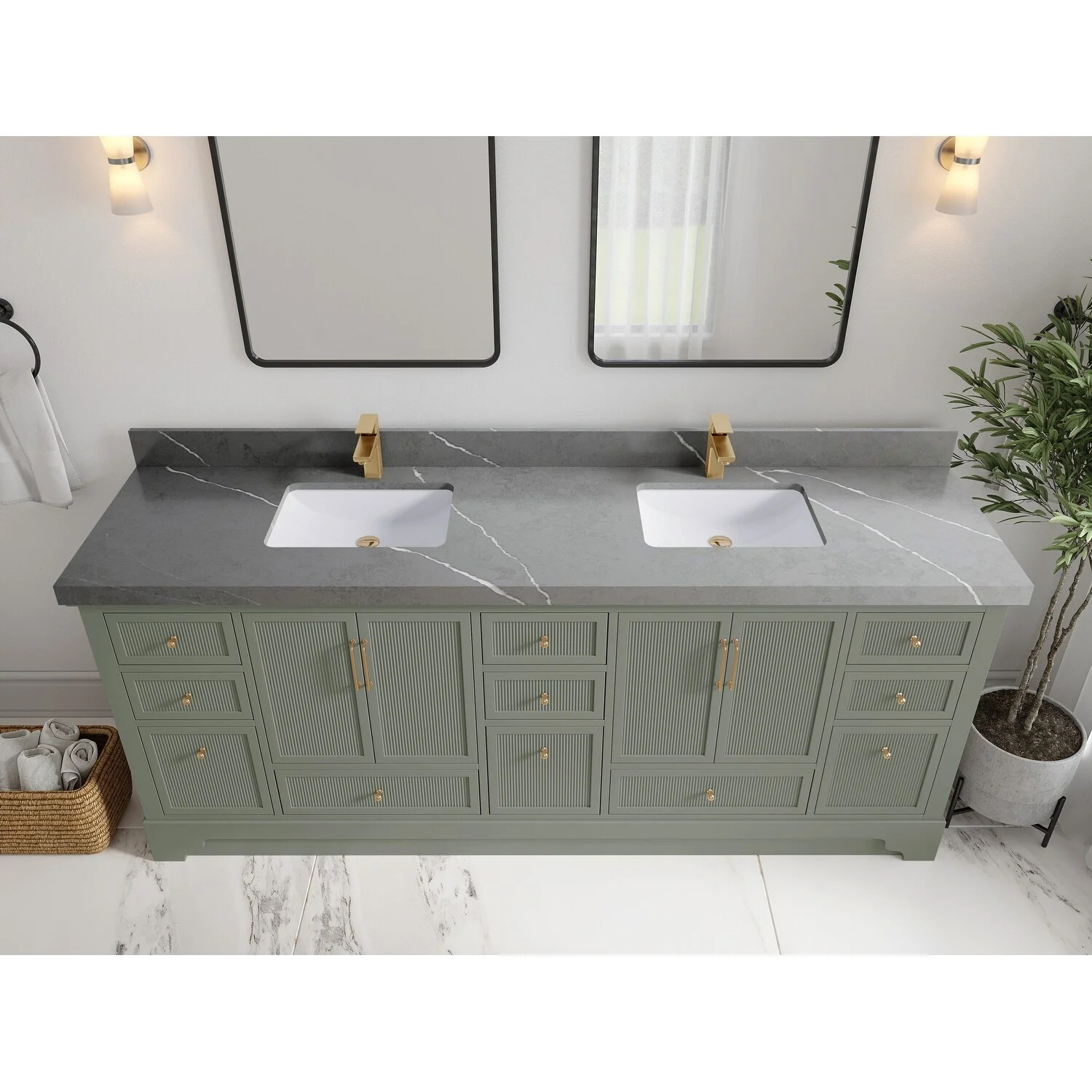 Willow Collections 84 in. W x 22 in. D Alys Double Bowl Sink Bathroom Vanity with Countertop